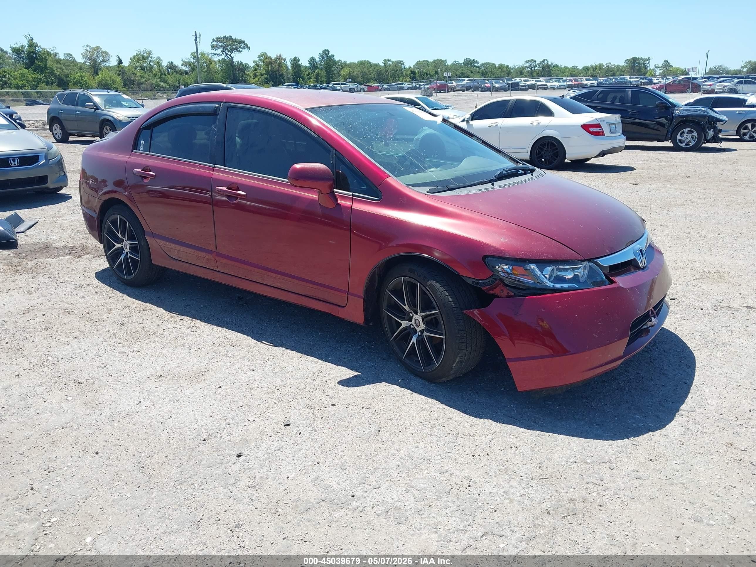 2007 Honda Civic Lx Burgundy vin: 1HGFA16517L049346