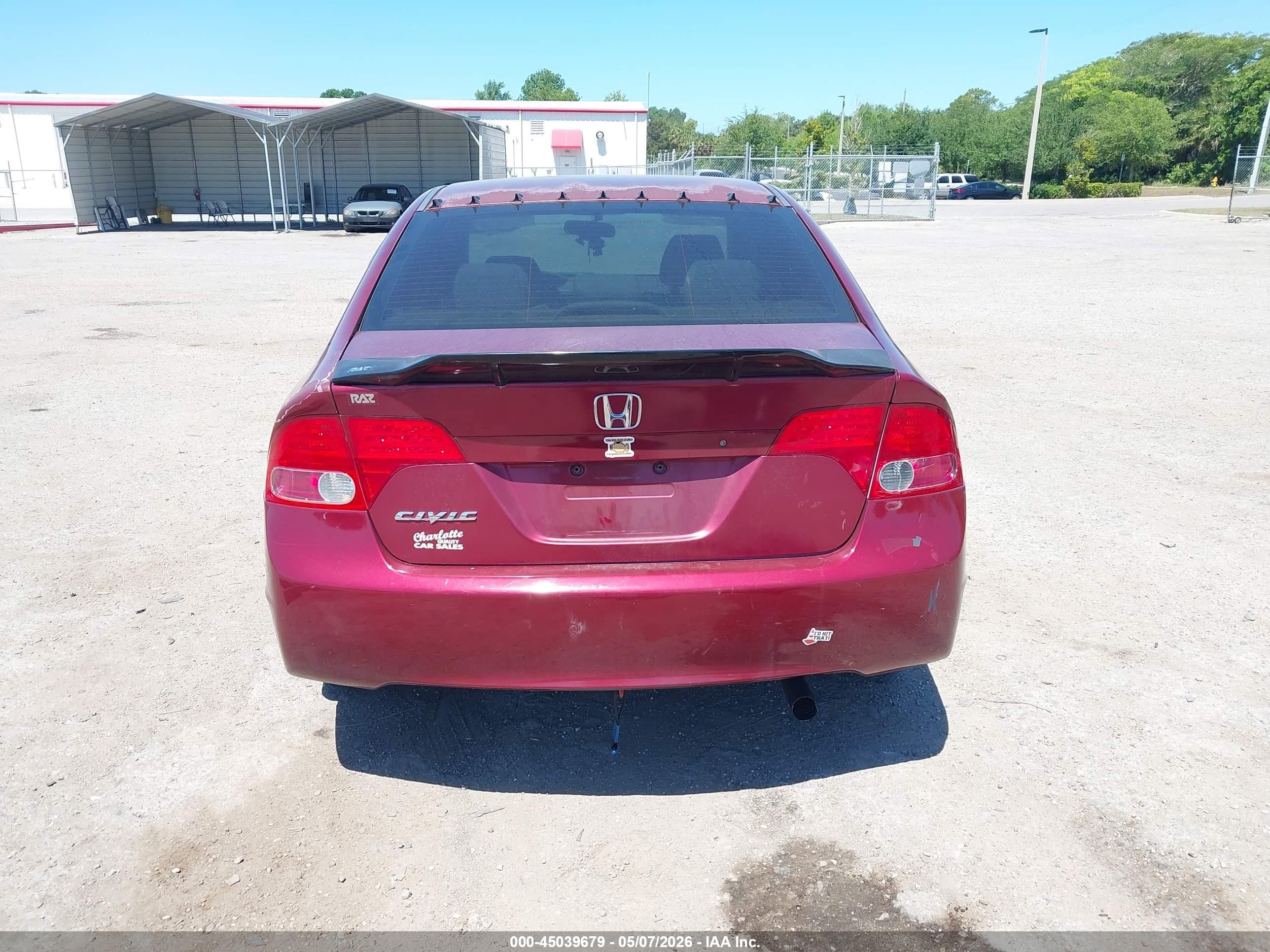 2007 Honda Civic Lx Burgundy vin: 1HGFA16517L049346