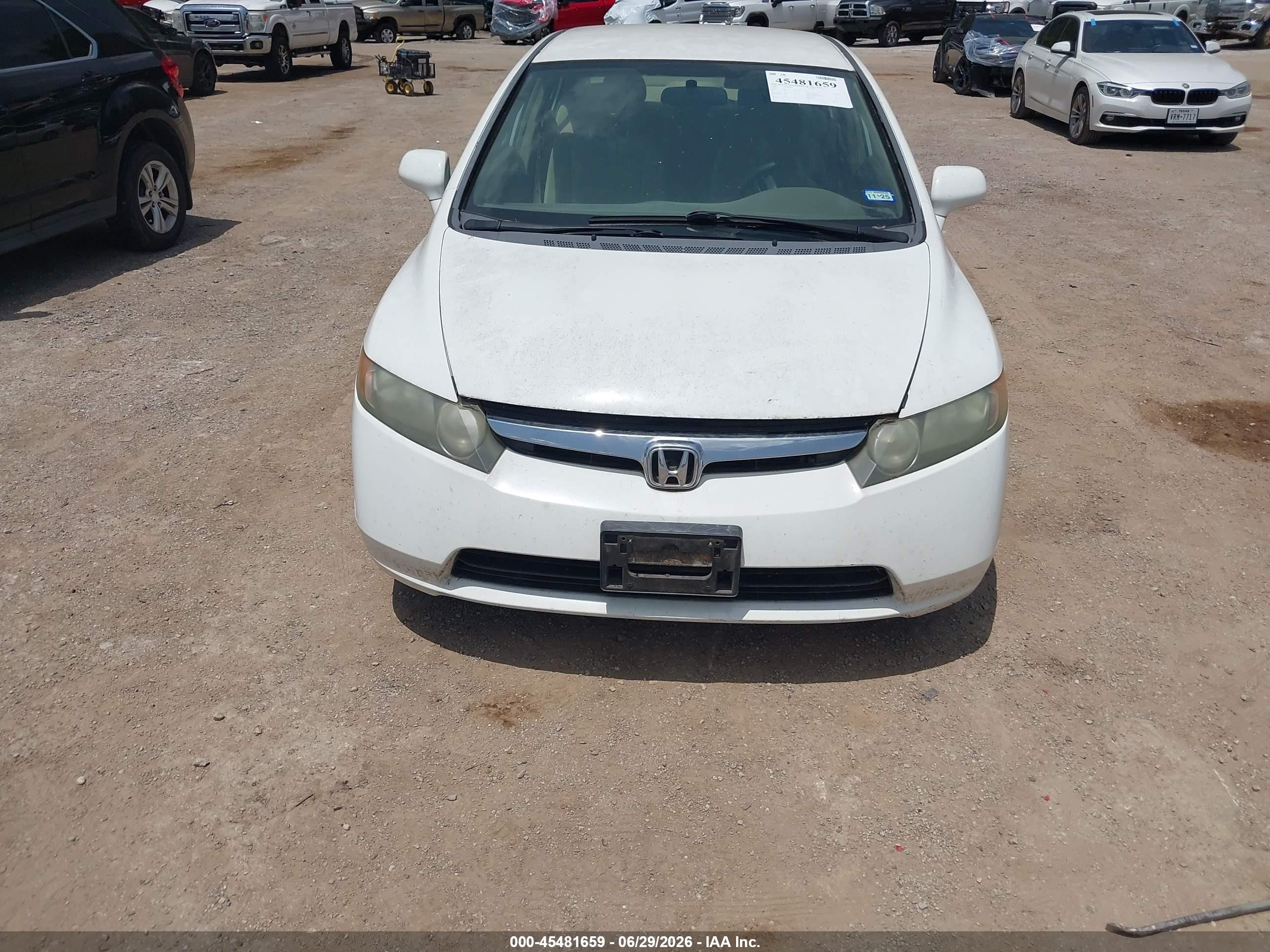 2008 Honda Civic Lx White vin: 1HGFA16518L095017