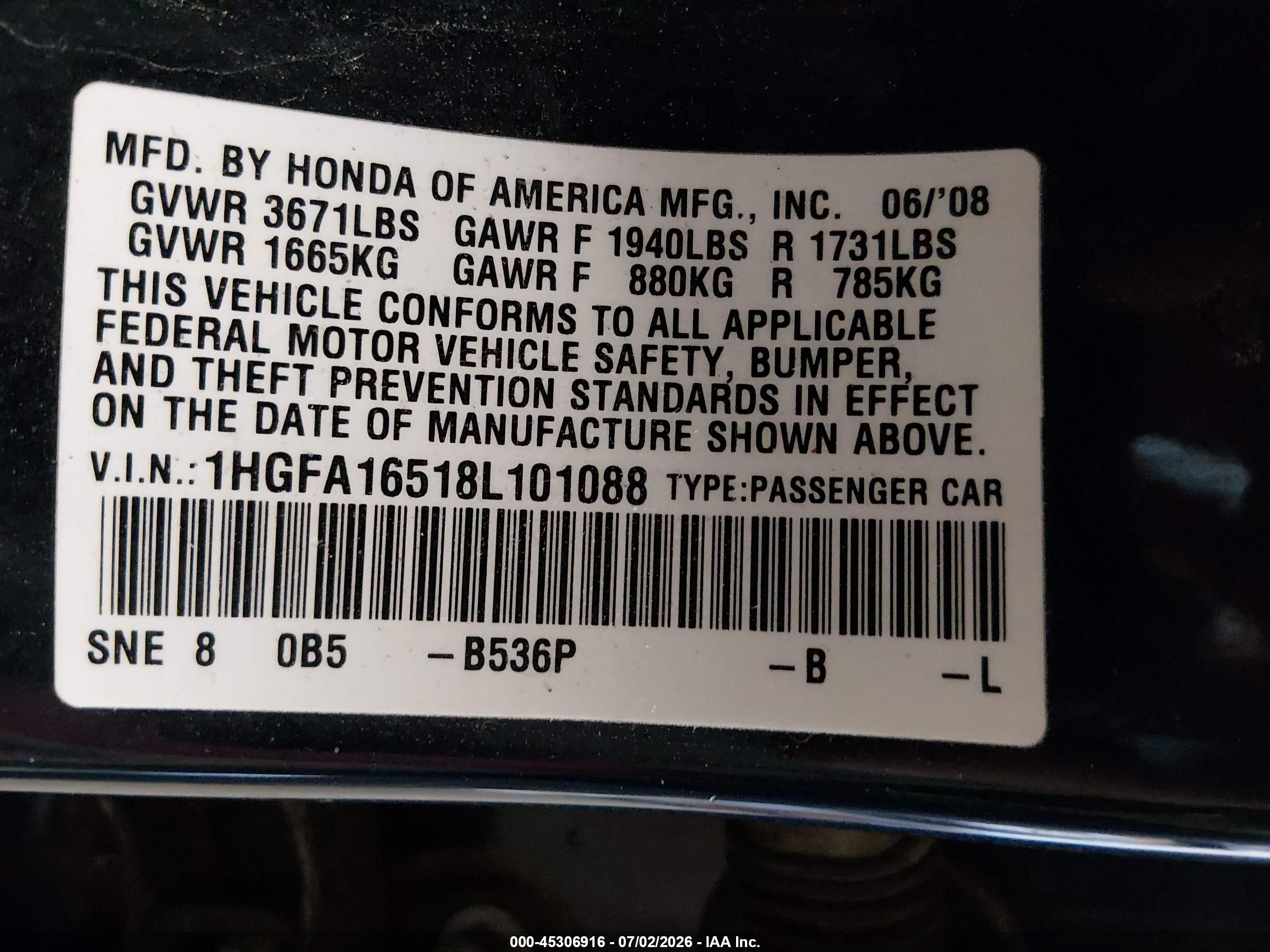 2008 Honda Civic Lx Dark Blue vin: 1HGFA16518L101088