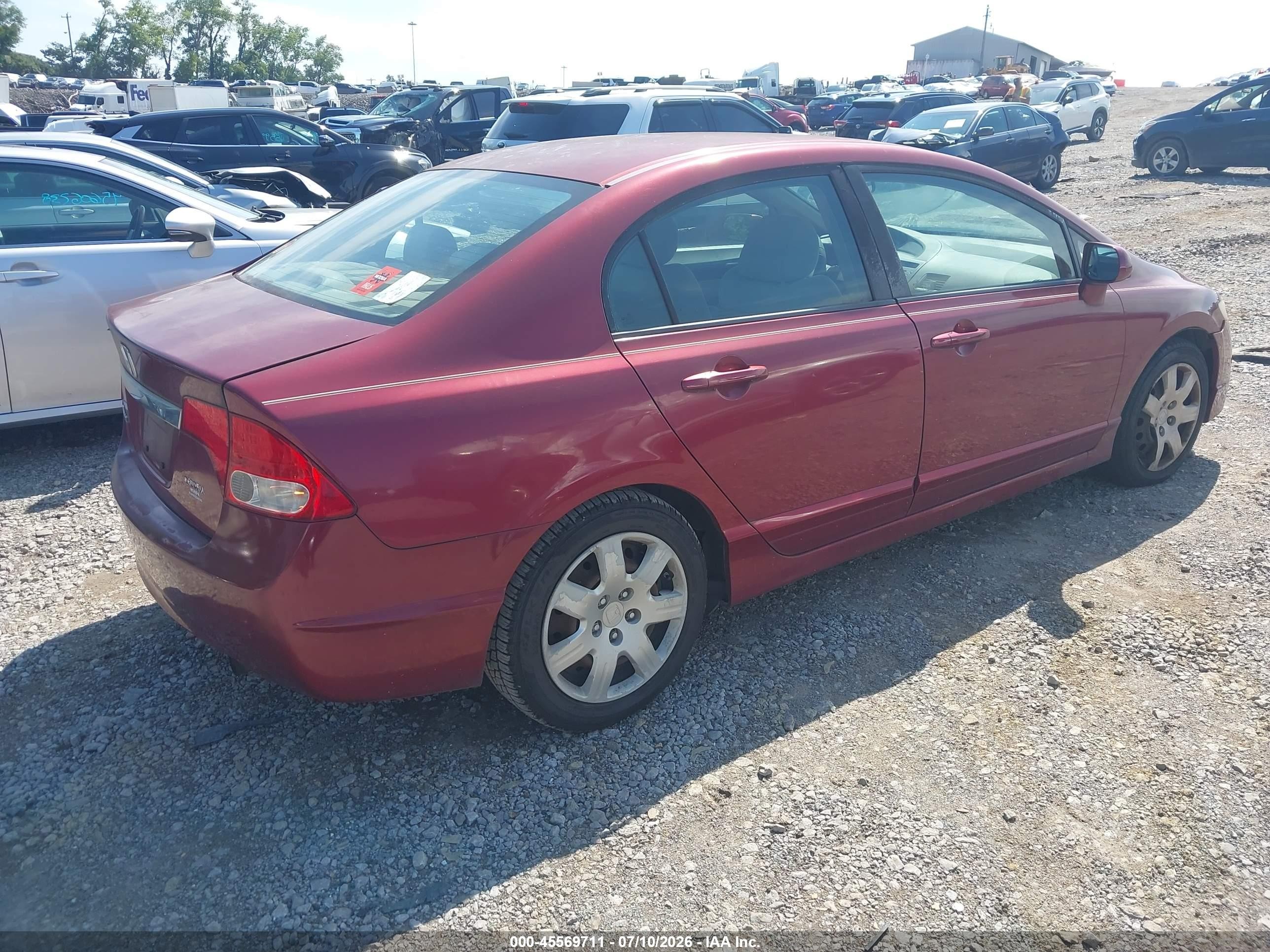 2009 Honda Civic Lx Maroon vin: 1HGFA16519L005365