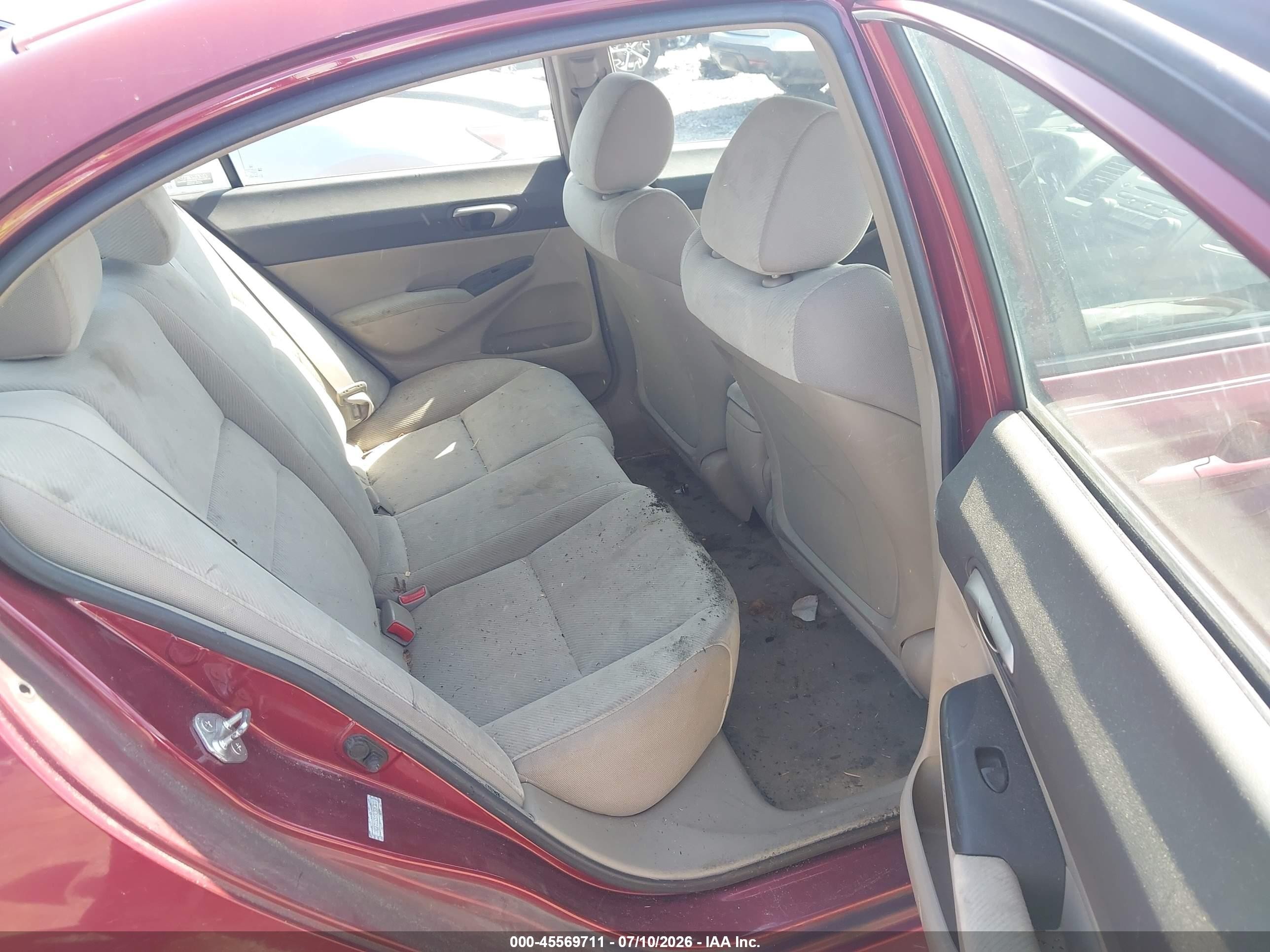 2009 Honda Civic Lx Maroon vin: 1HGFA16519L005365