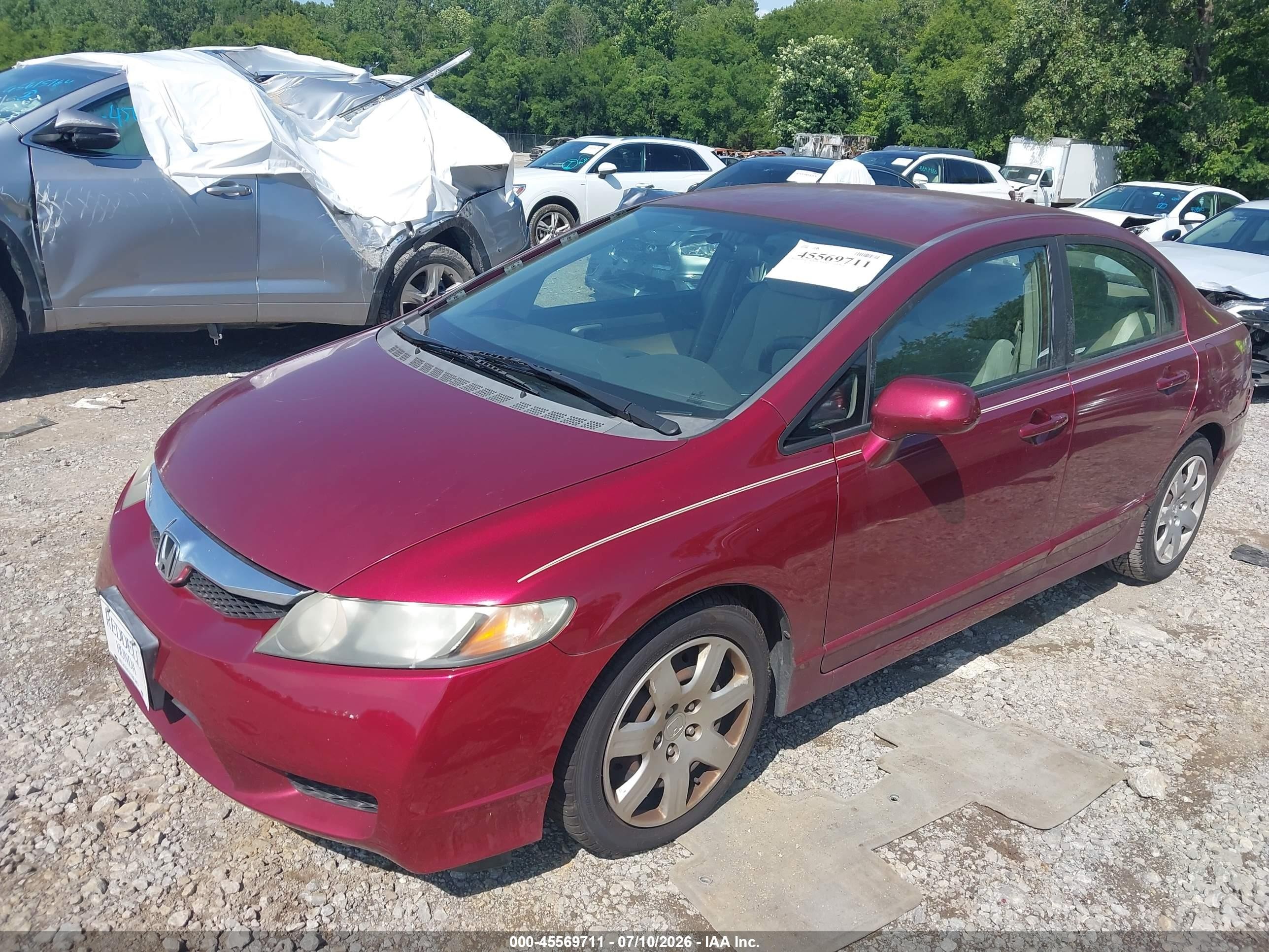 2009 Honda Civic Lx Maroon vin: 1HGFA16519L005365