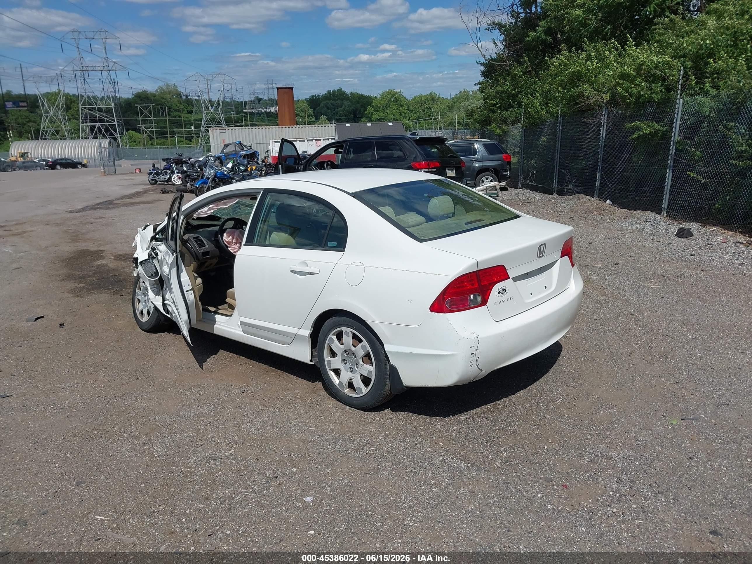 2007 Honda Civic Lx White vin: 1HGFA16527L017960