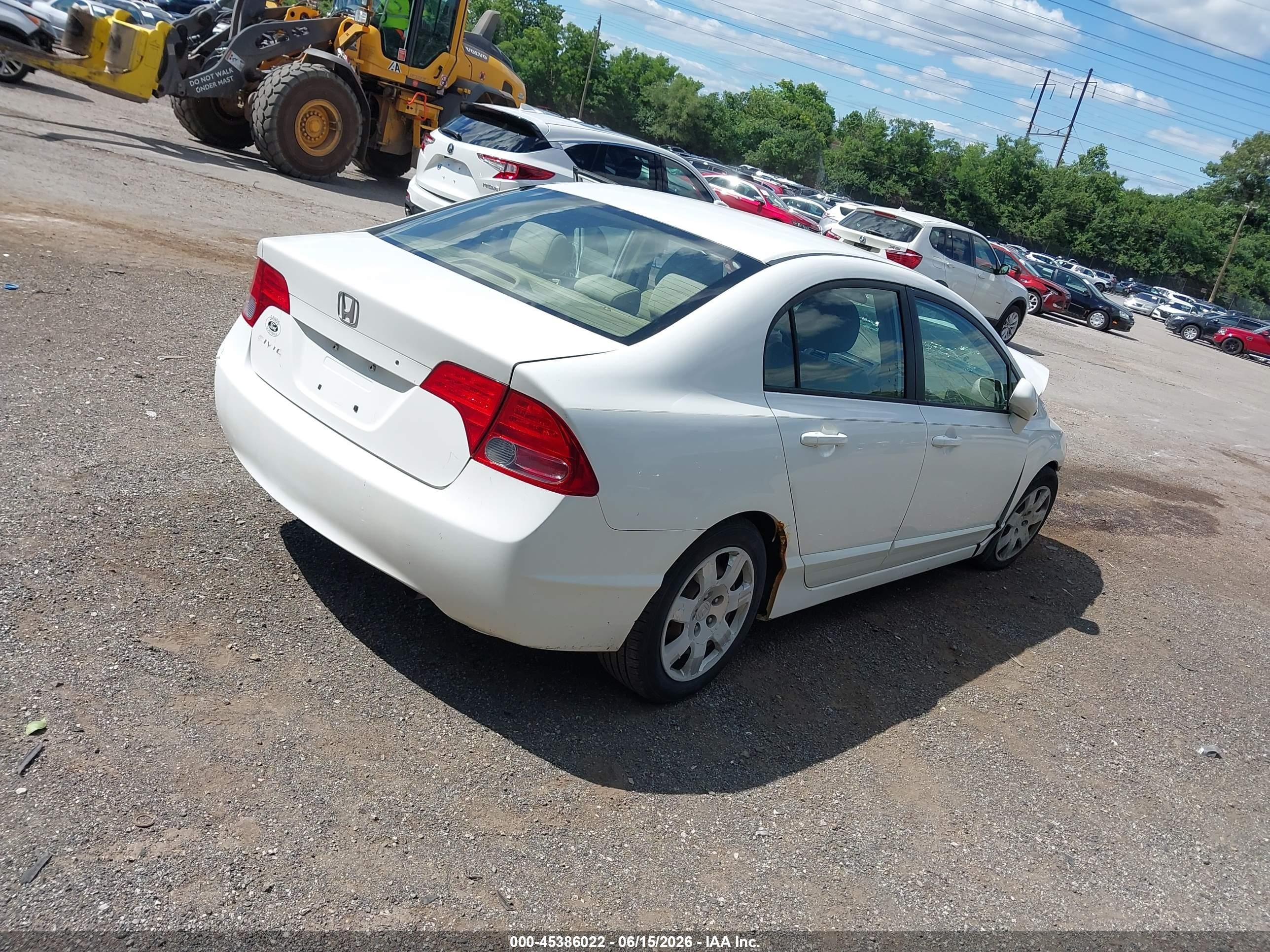 2007 Honda Civic Lx White vin: 1HGFA16527L017960