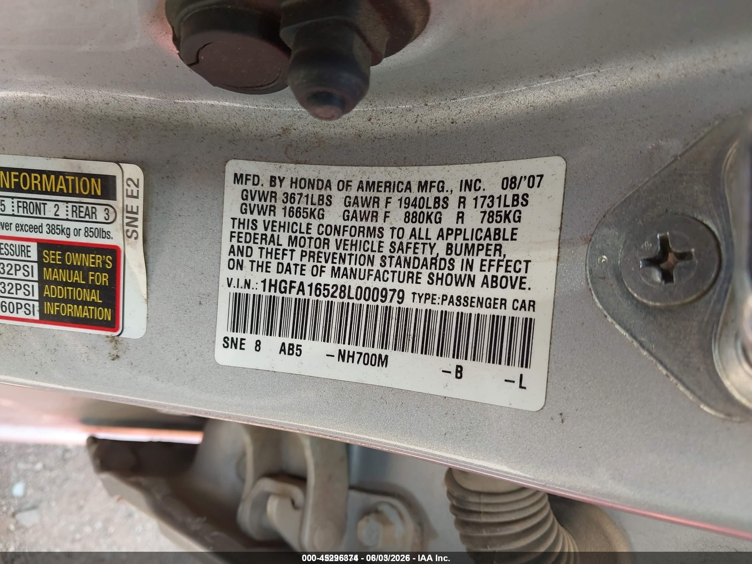 2008 Honda Civic Lx Silver vin: 1HGFA16528L000979
