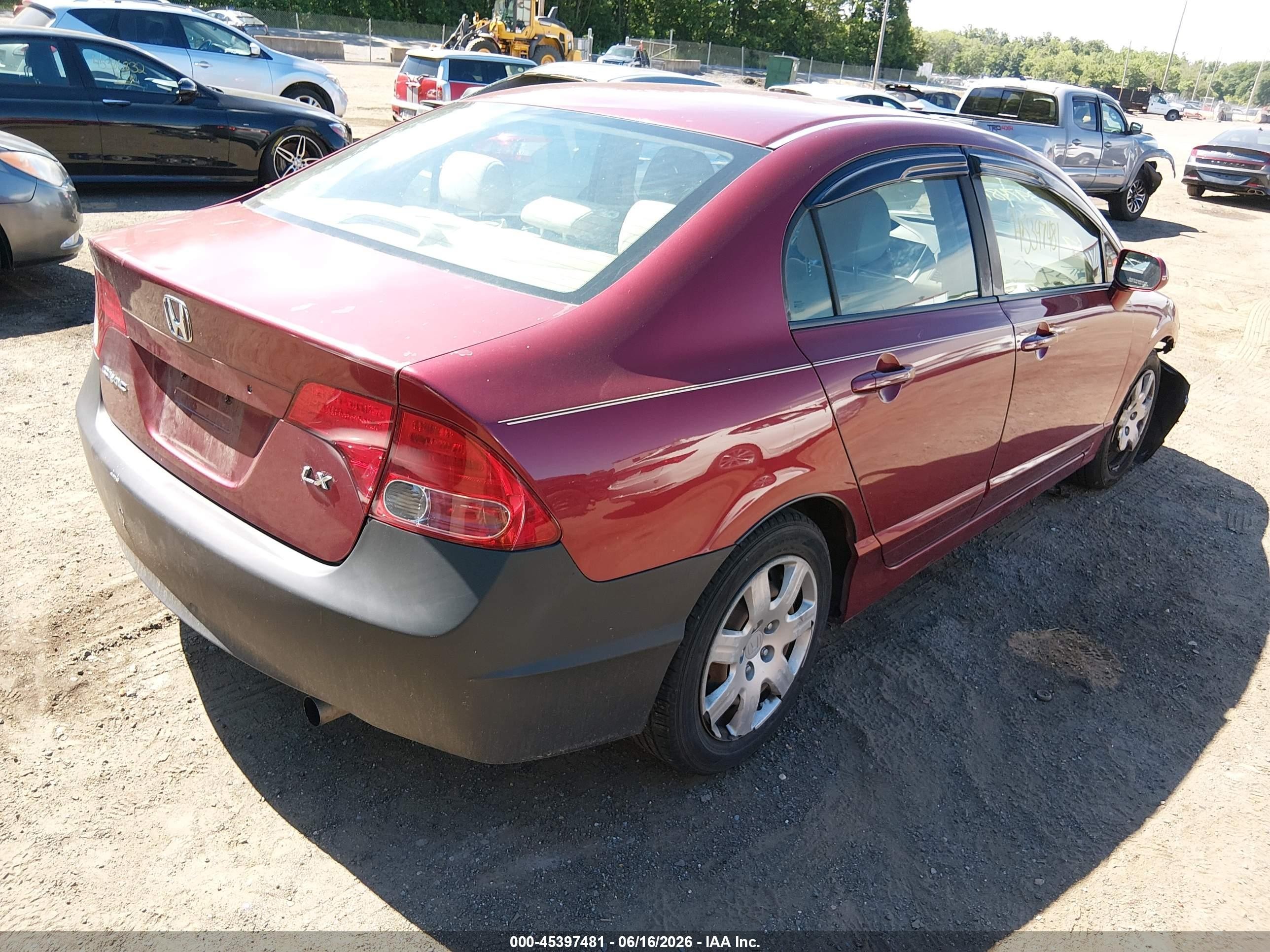 2008 Honda Civic Lx Red vin: 1HGFA16528L028068