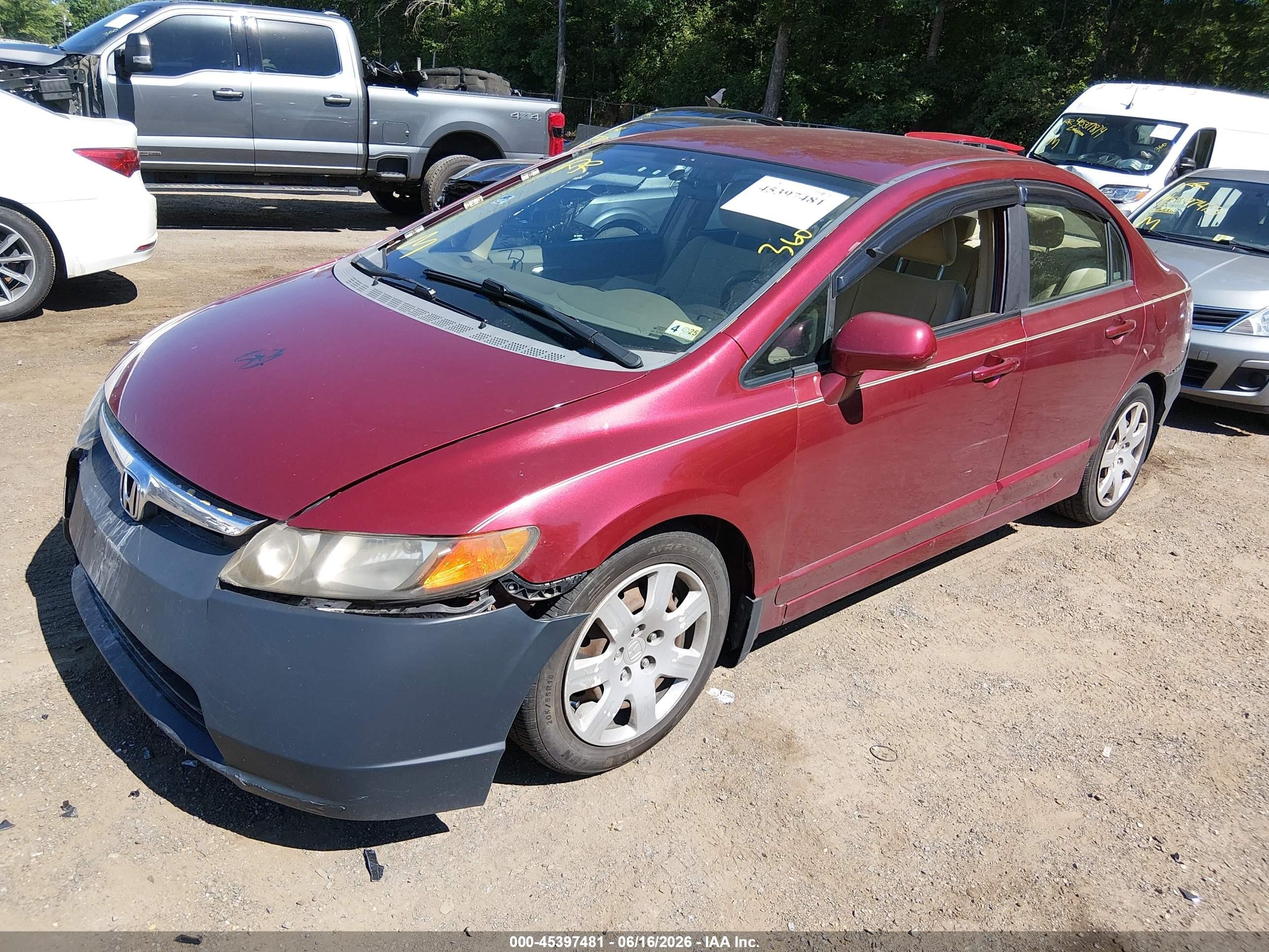 2008 Honda Civic Lx Red vin: 1HGFA16528L028068