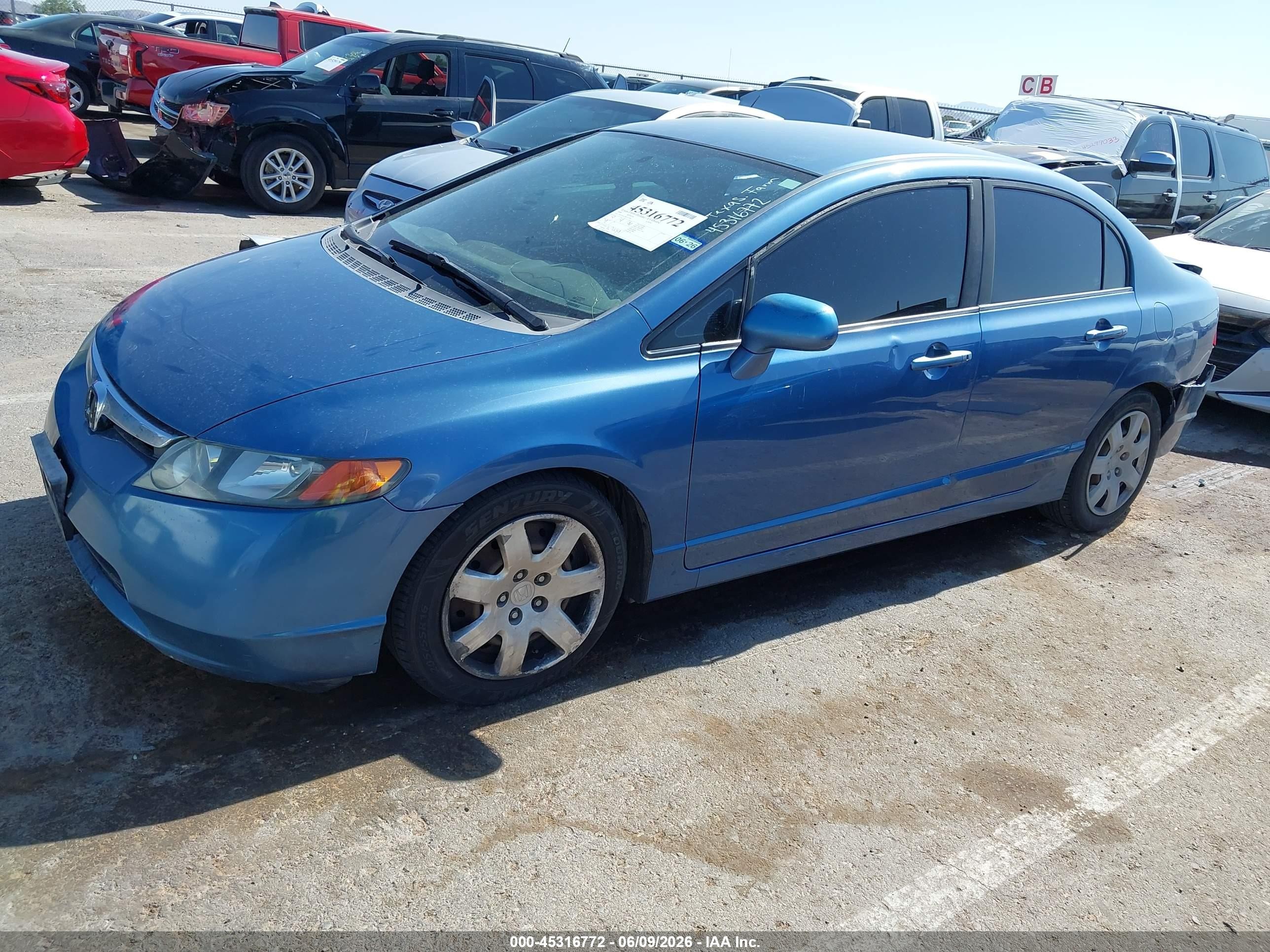 2008 Honda Civic Lx Blue vin: 1HGFA16528L073348