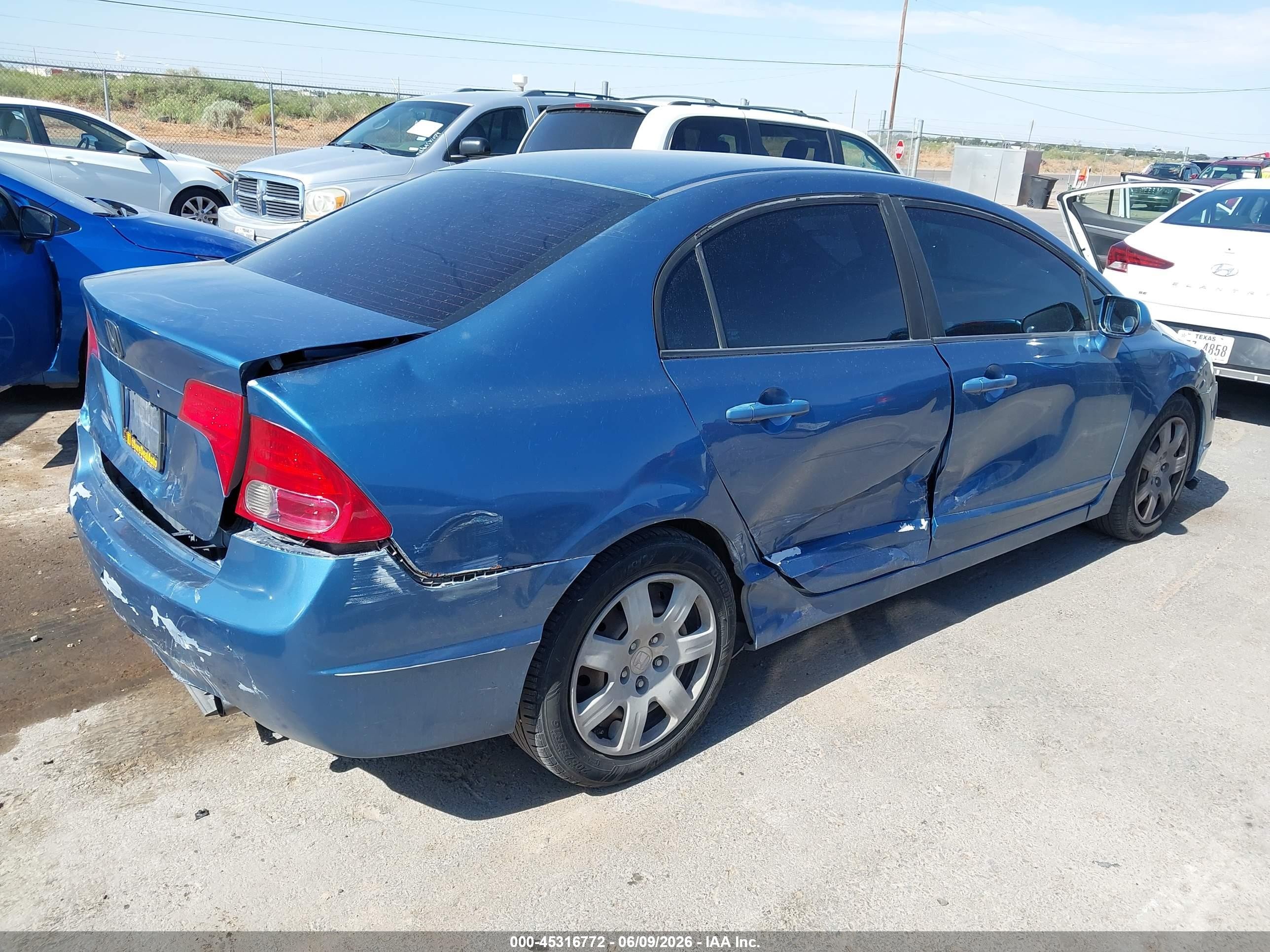 2008 Honda Civic Lx Blue vin: 1HGFA16528L073348