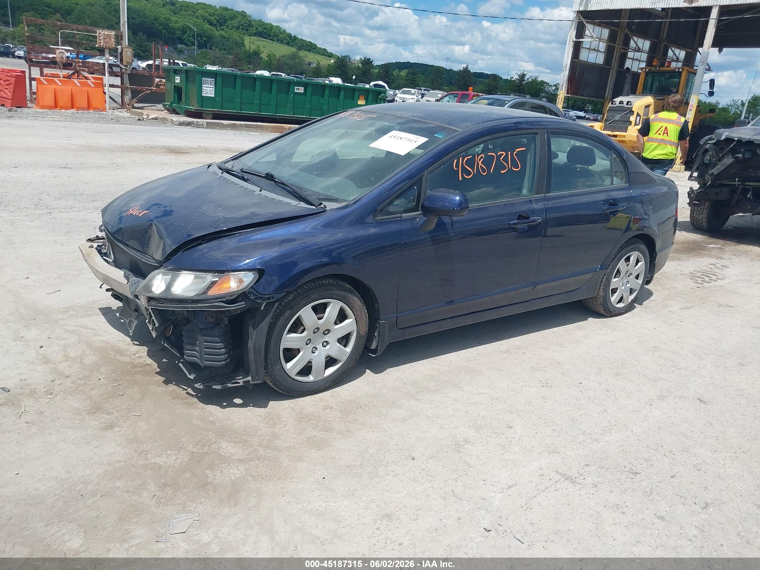 2009 Honda Civic Lx Blue vin: 1HGFA16529L011255