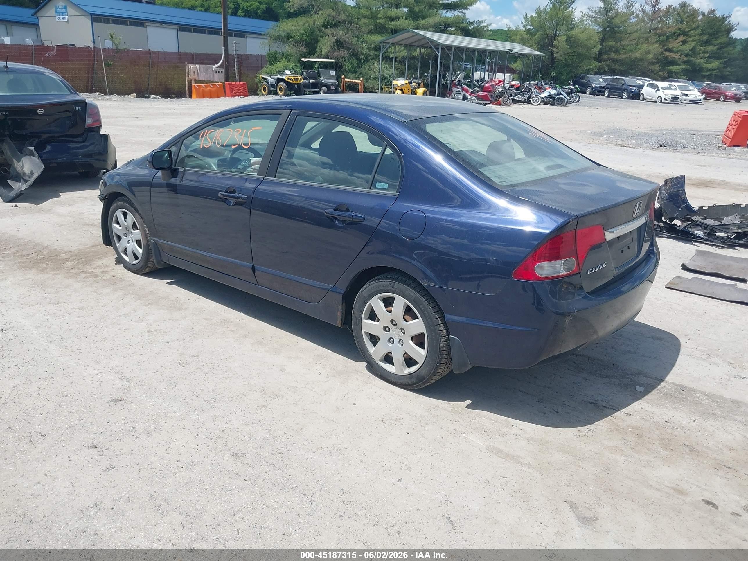 2009 Honda Civic Lx Blue vin: 1HGFA16529L011255
