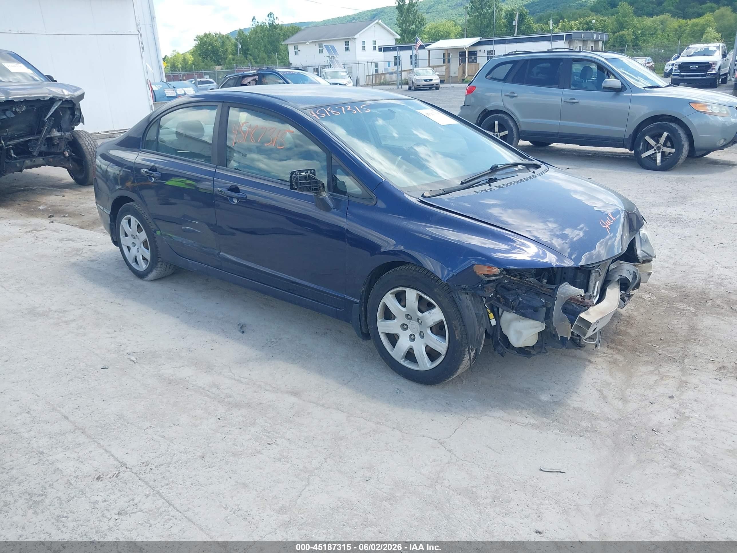 2009 Honda Civic Lx Blue vin: 1HGFA16529L011255