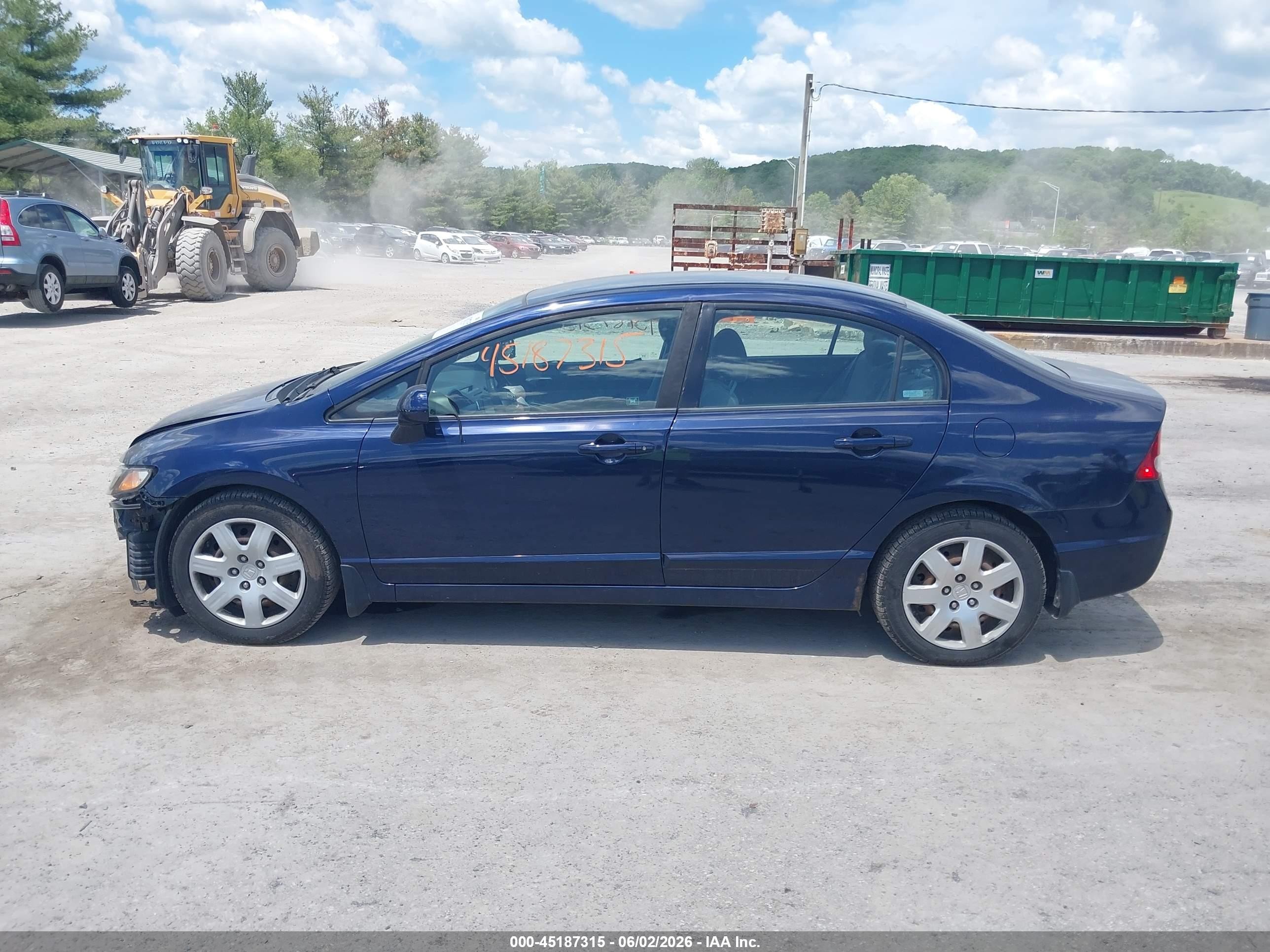 2009 Honda Civic Lx Blue vin: 1HGFA16529L011255