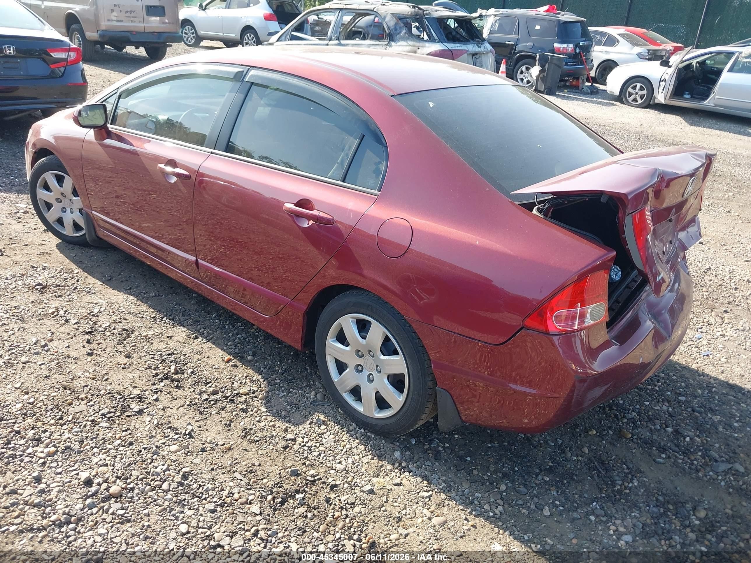 2006 Honda Civic Lx Red vin: 1HGFA16536L145395