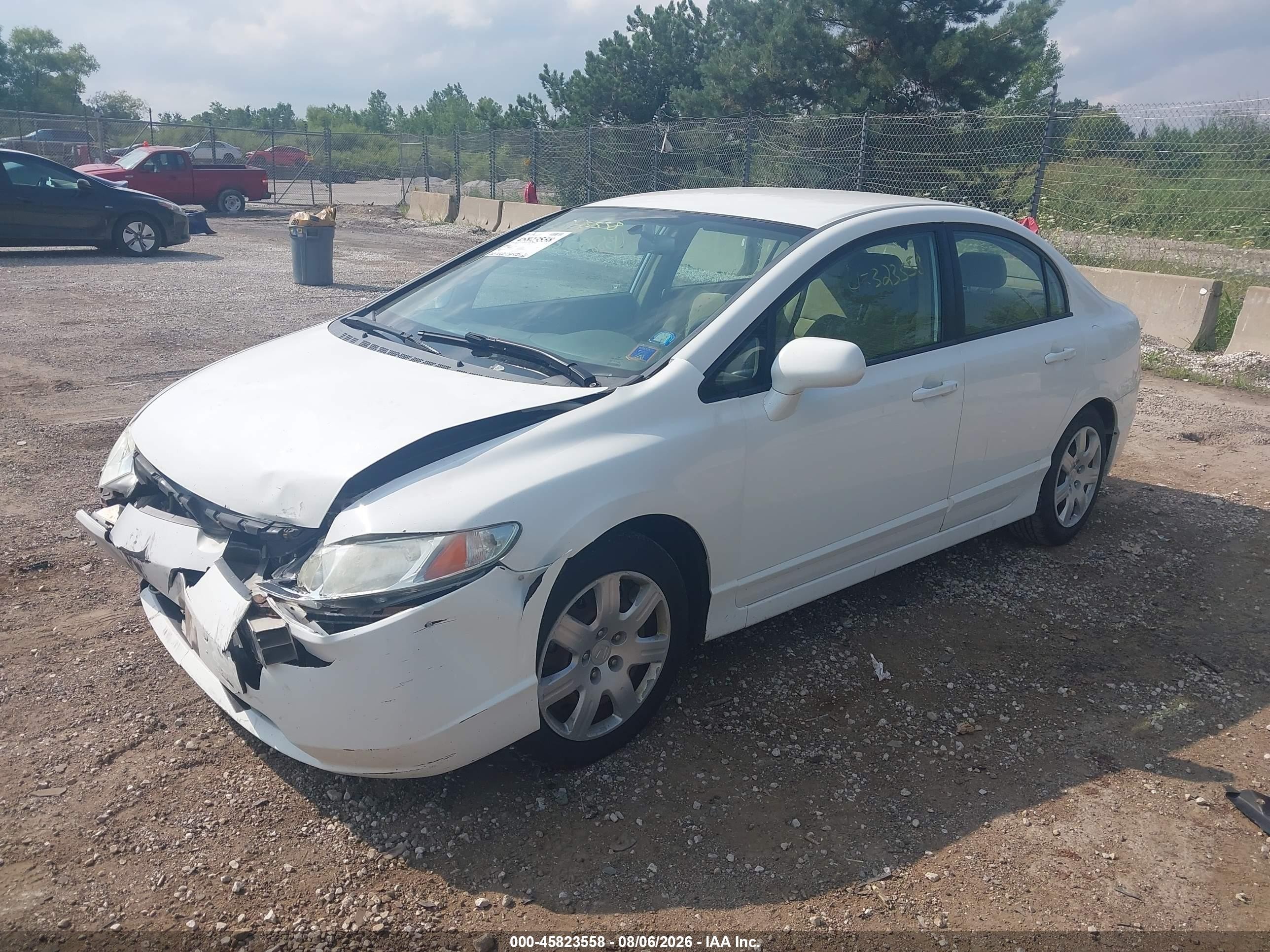 2007 Honda Civic Lx White vin: 1HGFA16537L040129