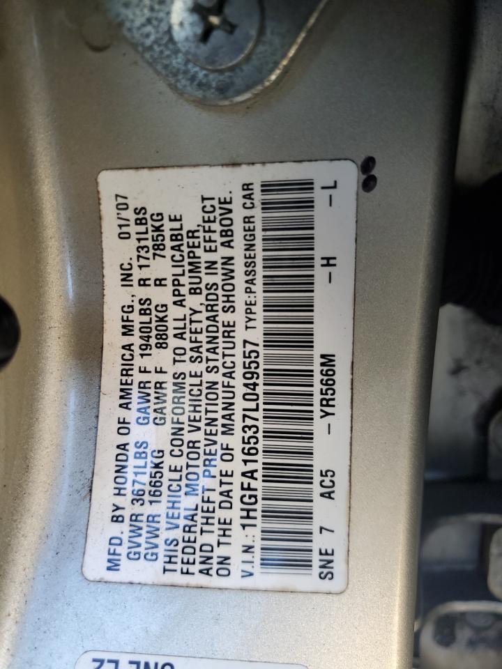 2007 Honda Civic Lx Gold vin: 1HGFA16537L049557