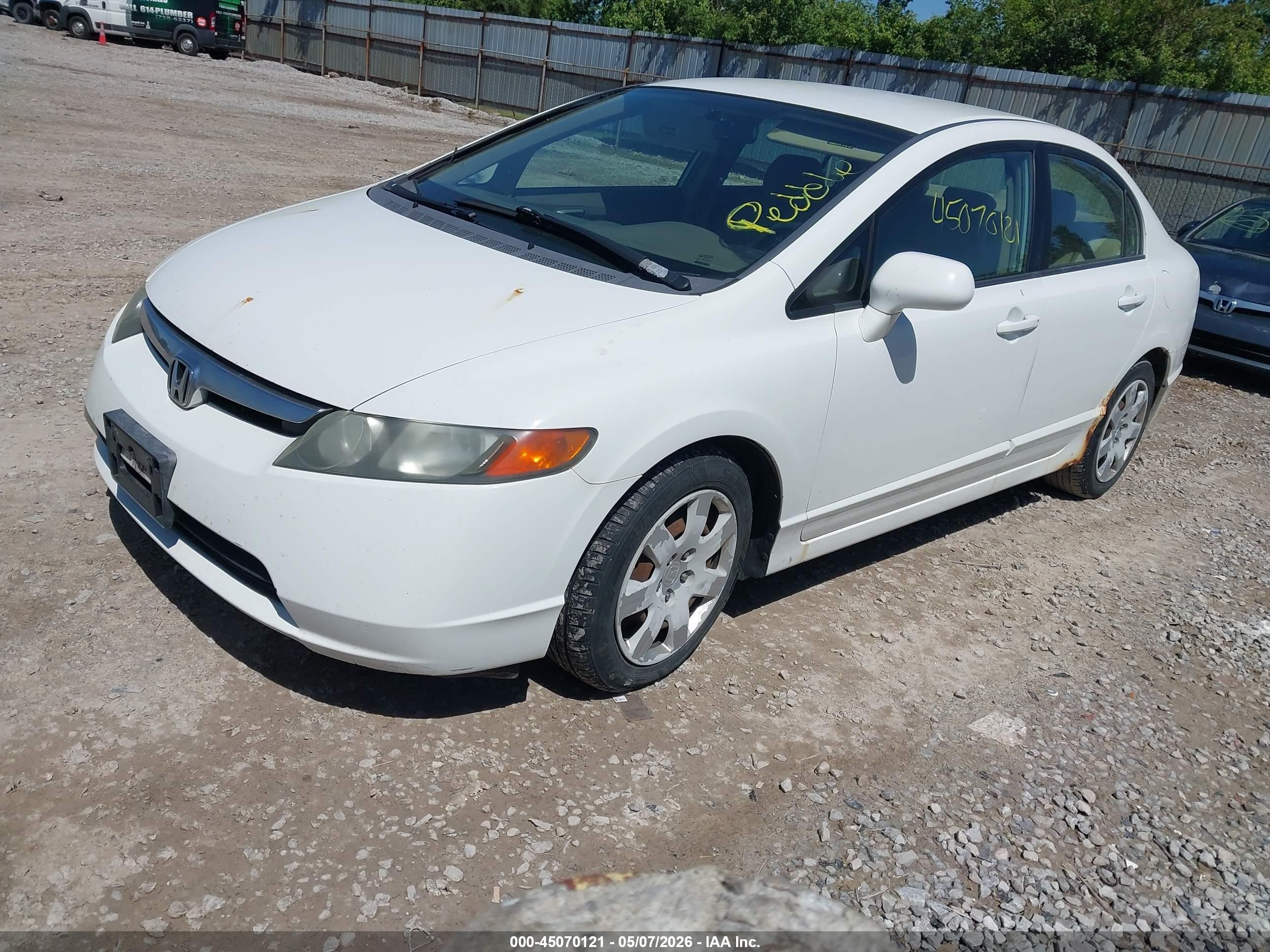 2007 Honda Civic Lx Белый vin: 1HGFA16537L102774