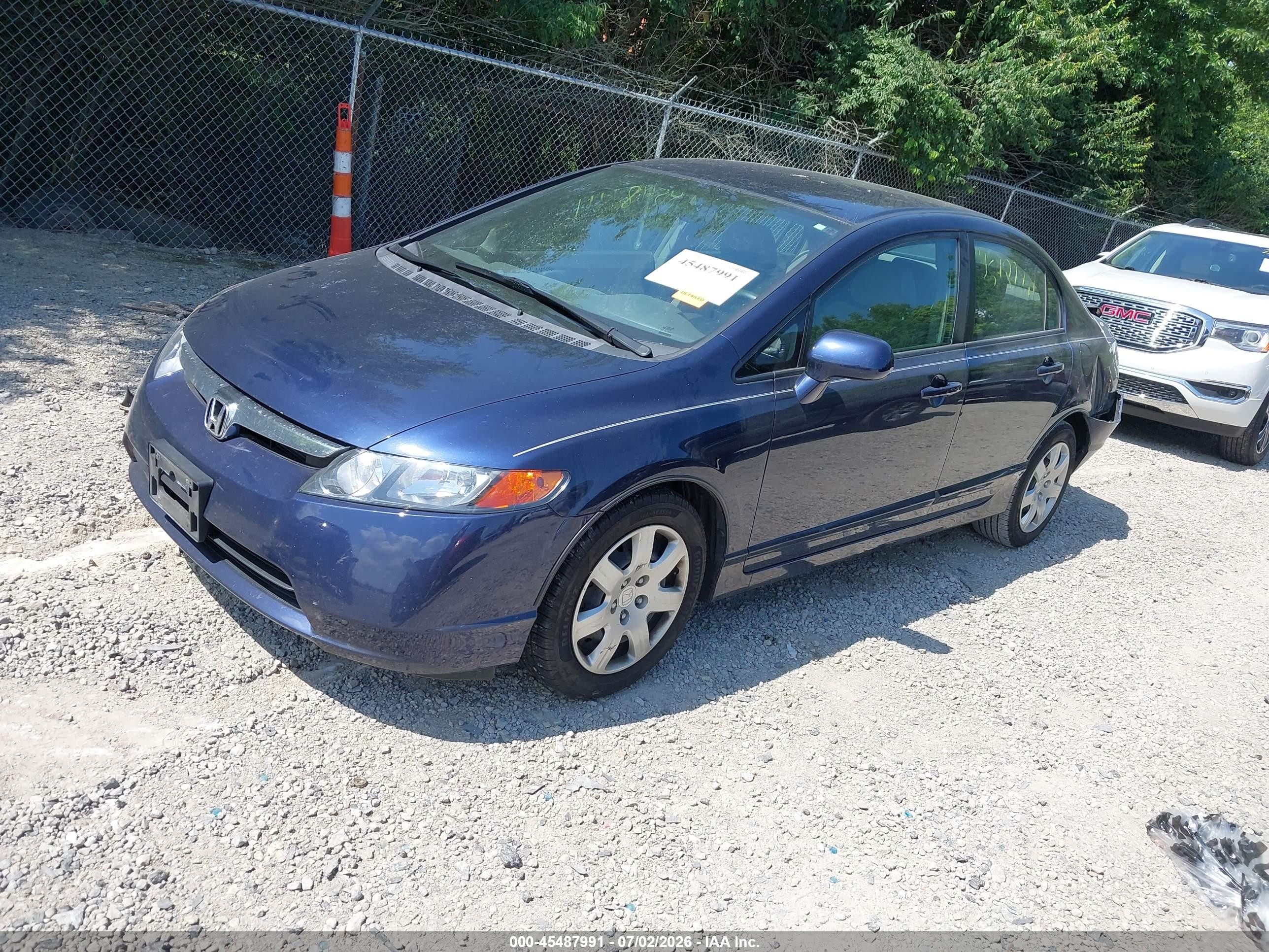 2008 Honda Civic Lx Blue vin: 1HGFA16538L072919
