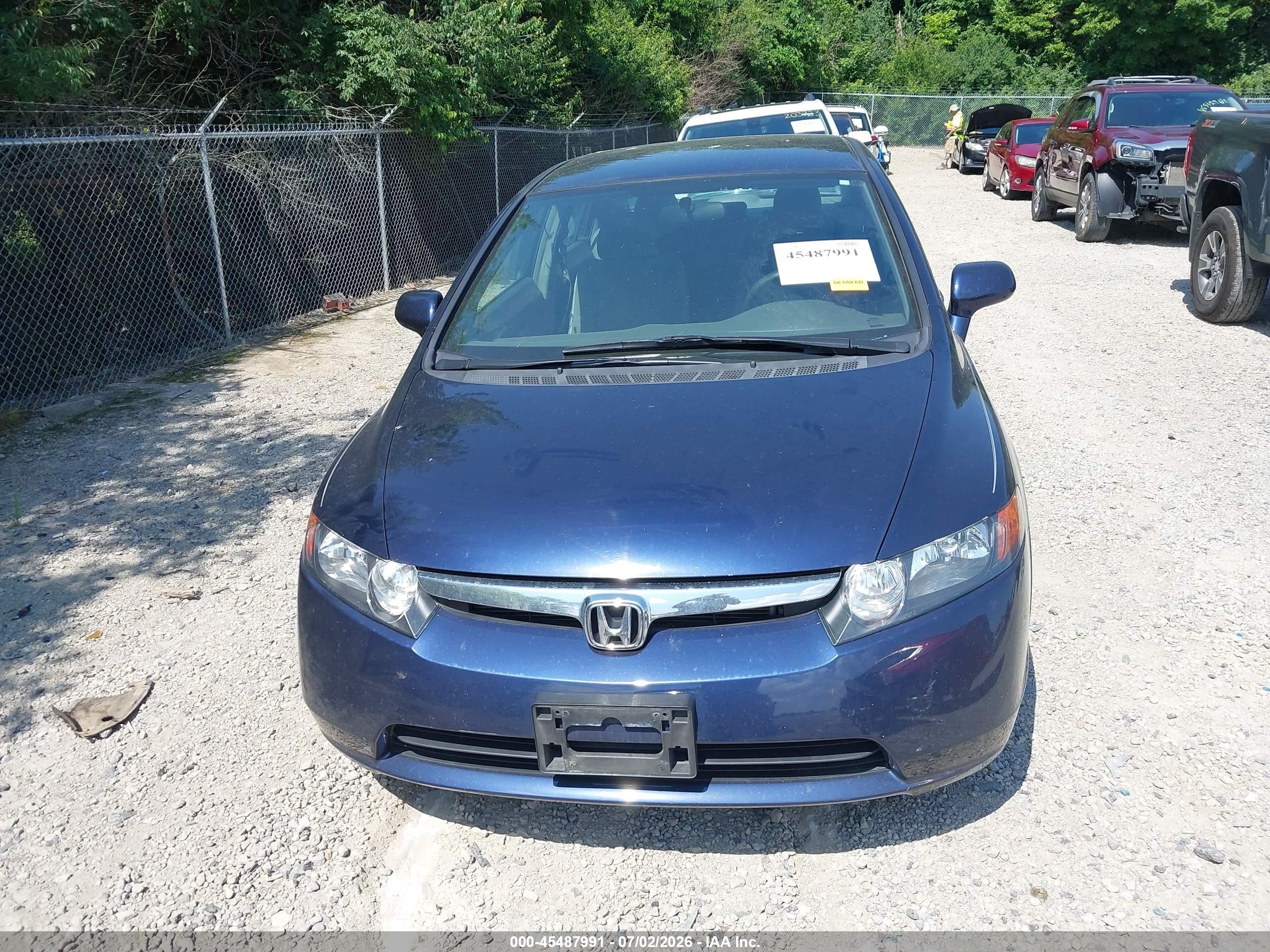 2008 Honda Civic Lx Blue vin: 1HGFA16538L072919