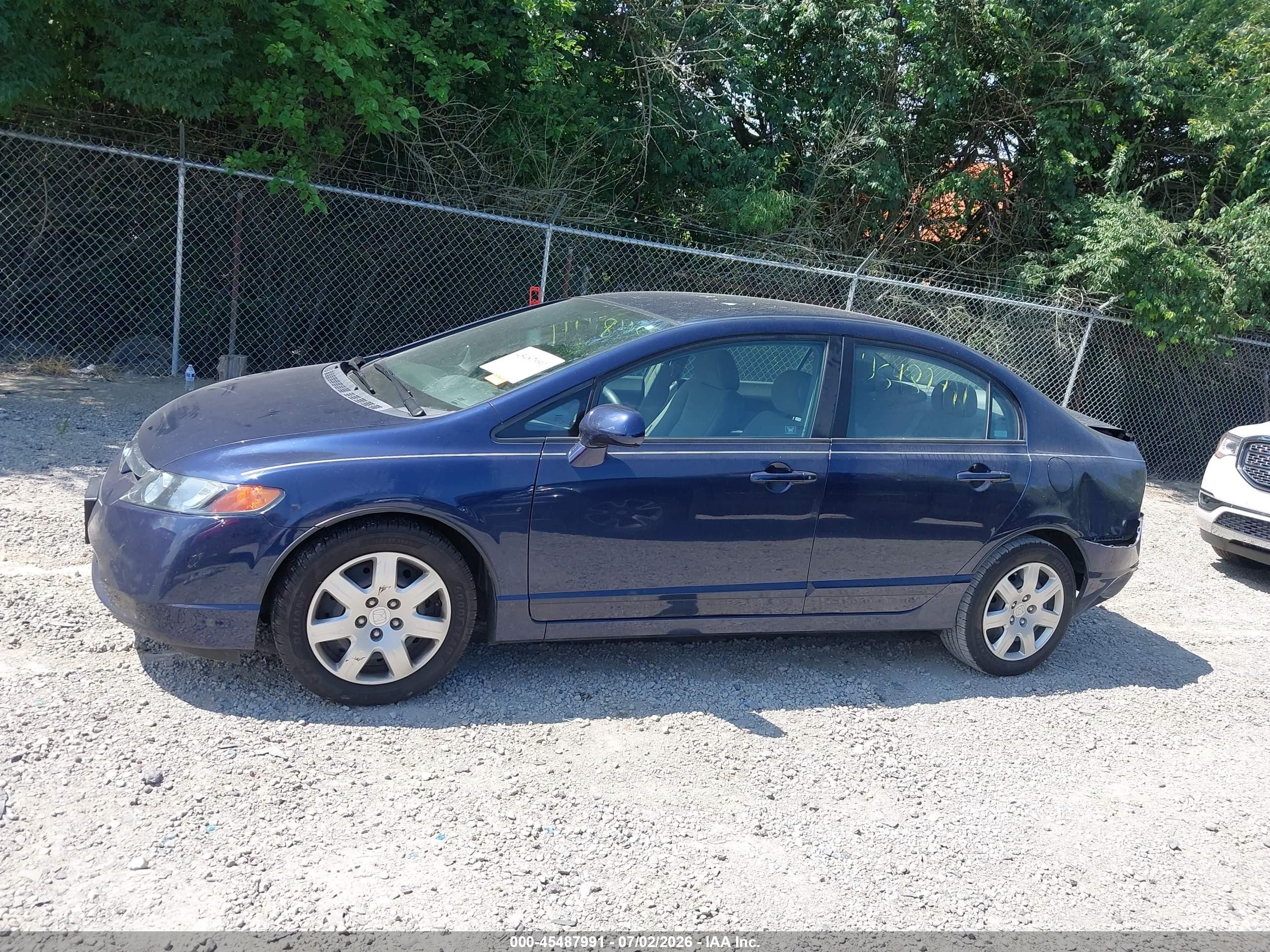 2008 Honda Civic Lx Blue vin: 1HGFA16538L072919