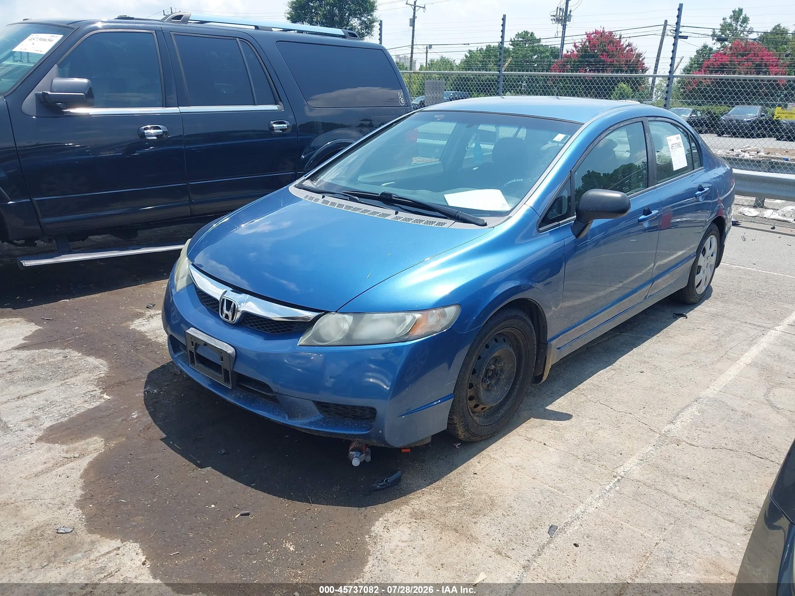 2009 Honda Civic Lx Blue vin: 1HGFA16539L017419