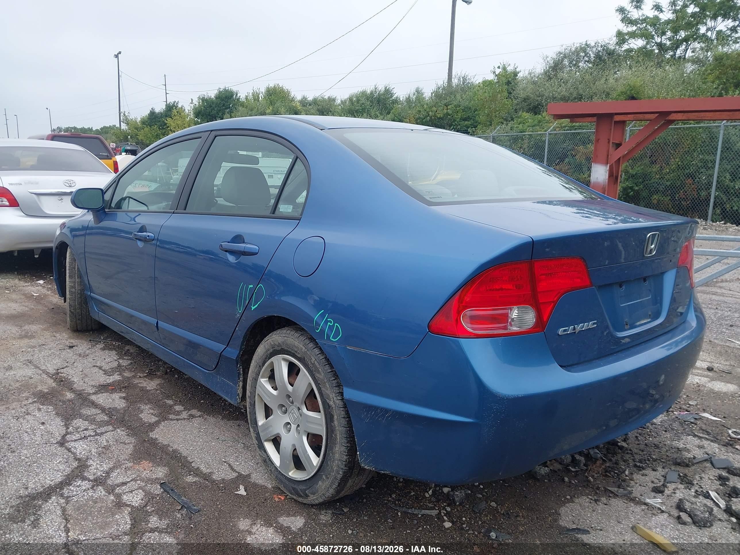 2006 Honda Civic Lx Blue vin: 1HGFA16546L058606