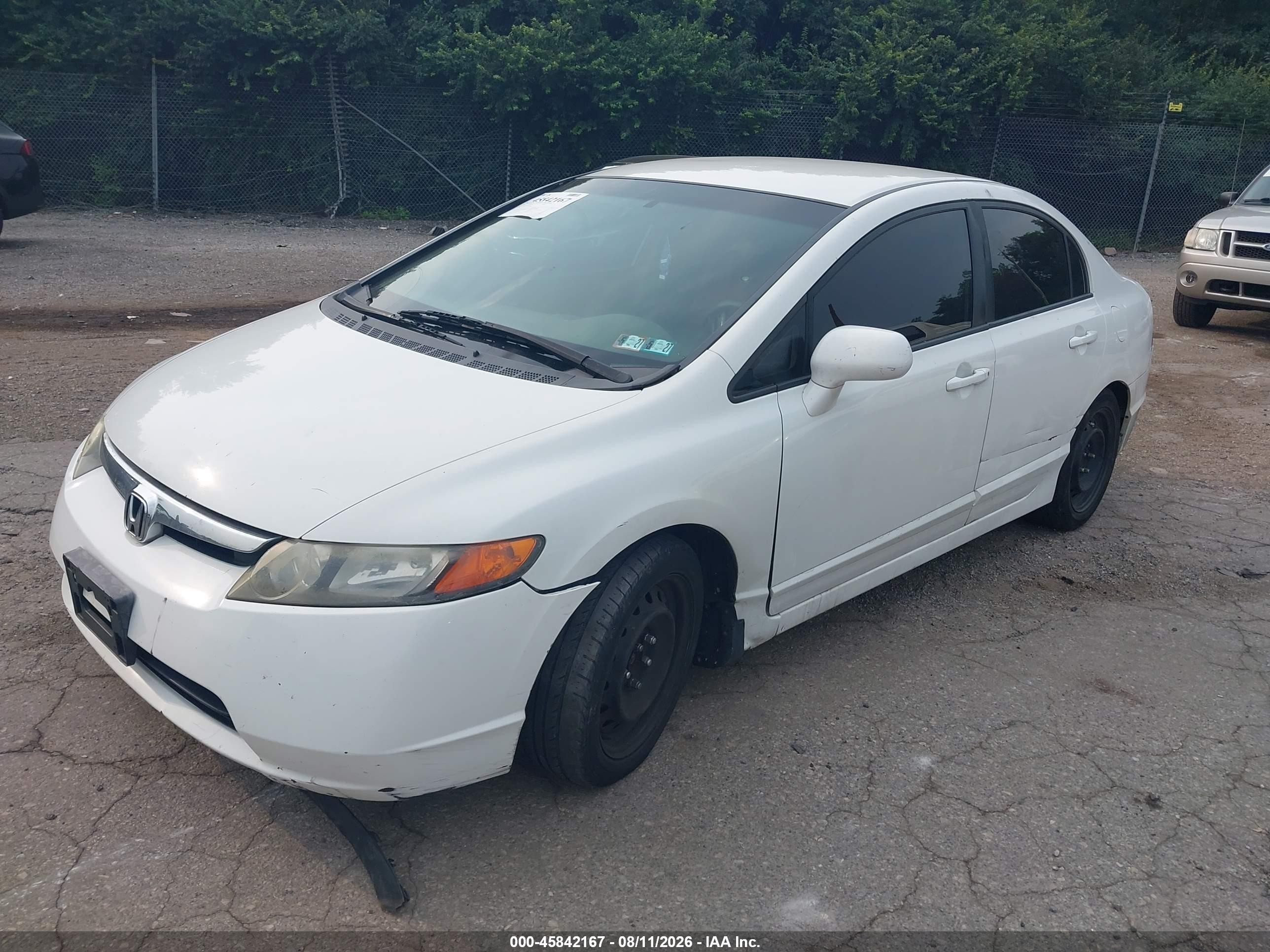 2007 Honda Civic Lx White vin: 1HGFA16547L102749