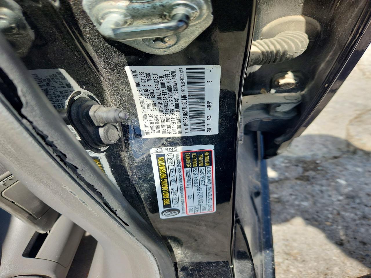 2007 Honda Civic Lx Черный vin: 1HGFA16547L130146