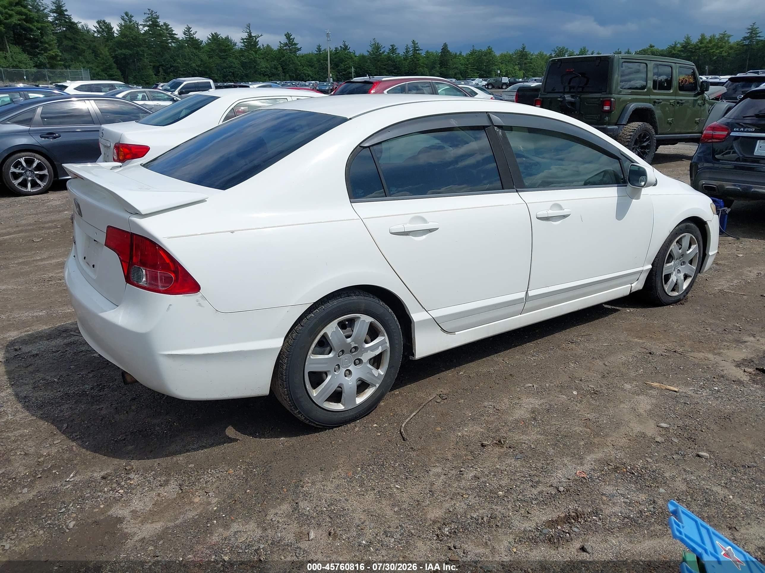 2008 Honda Civic Lx Белый vin: 1HGFA16548L005214
