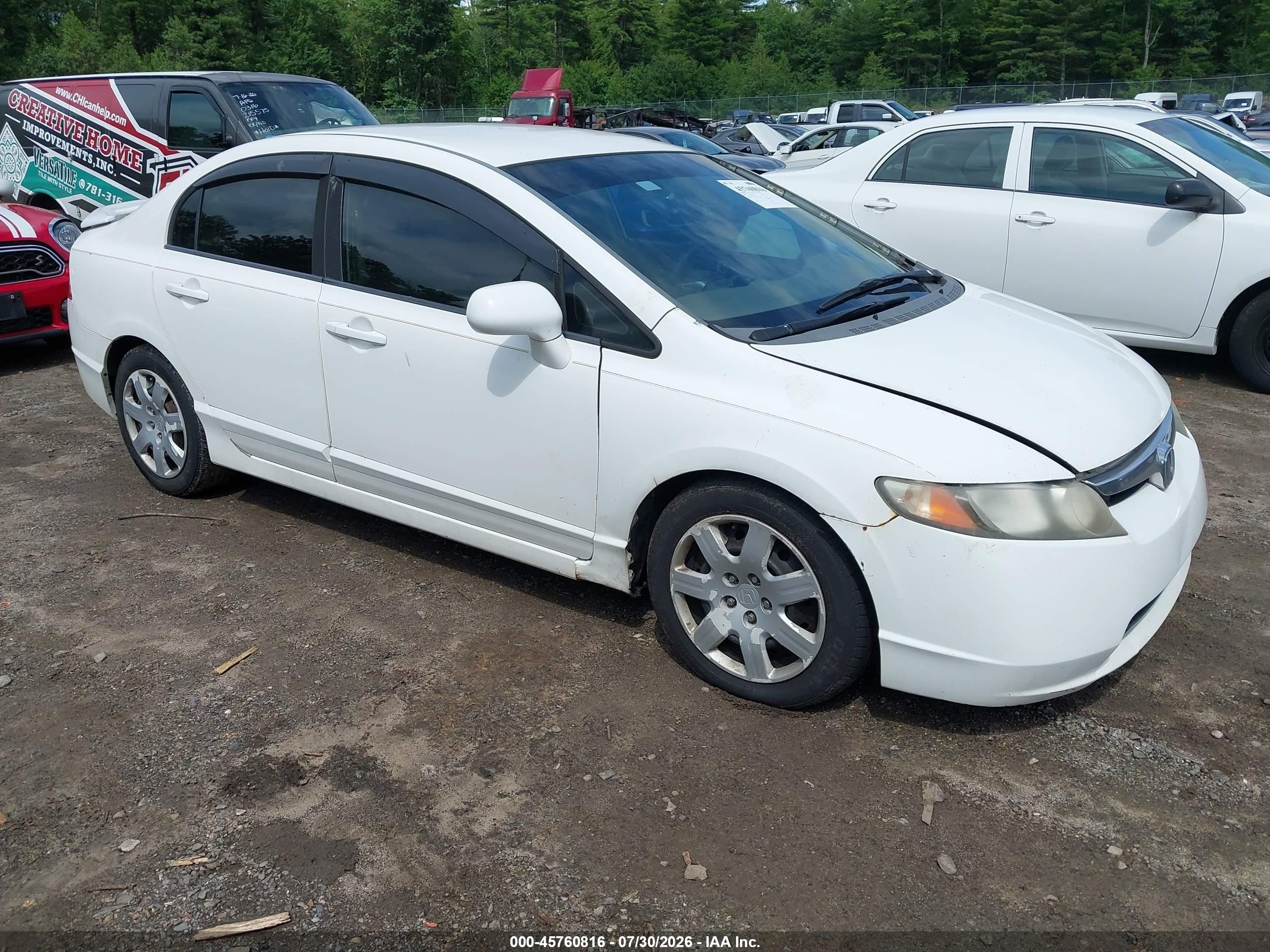 2008 Honda Civic Lx Белый vin: 1HGFA16548L005214