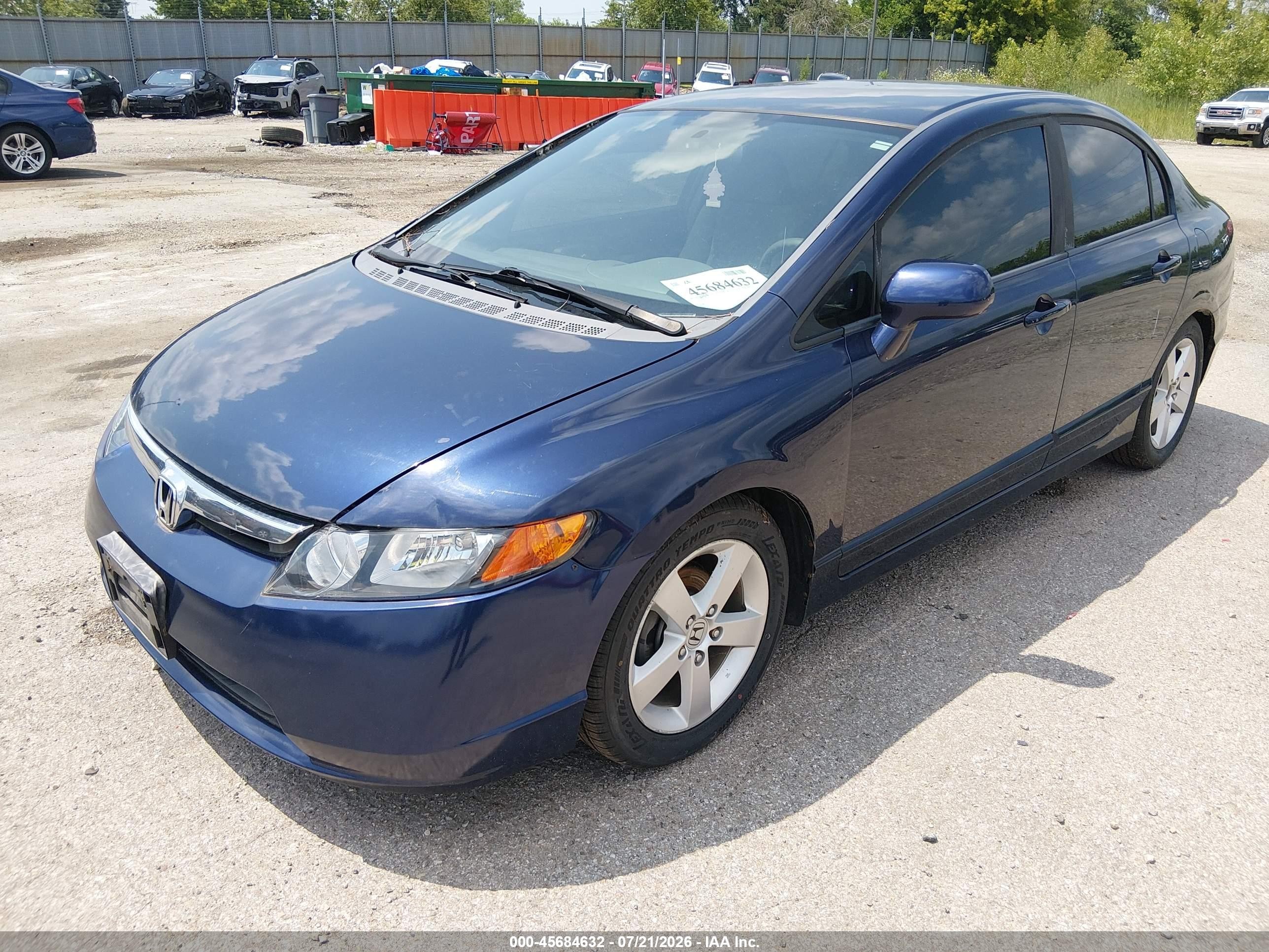 2008 Honda Civic Lx Blue vin: 1HGFA16548L035684