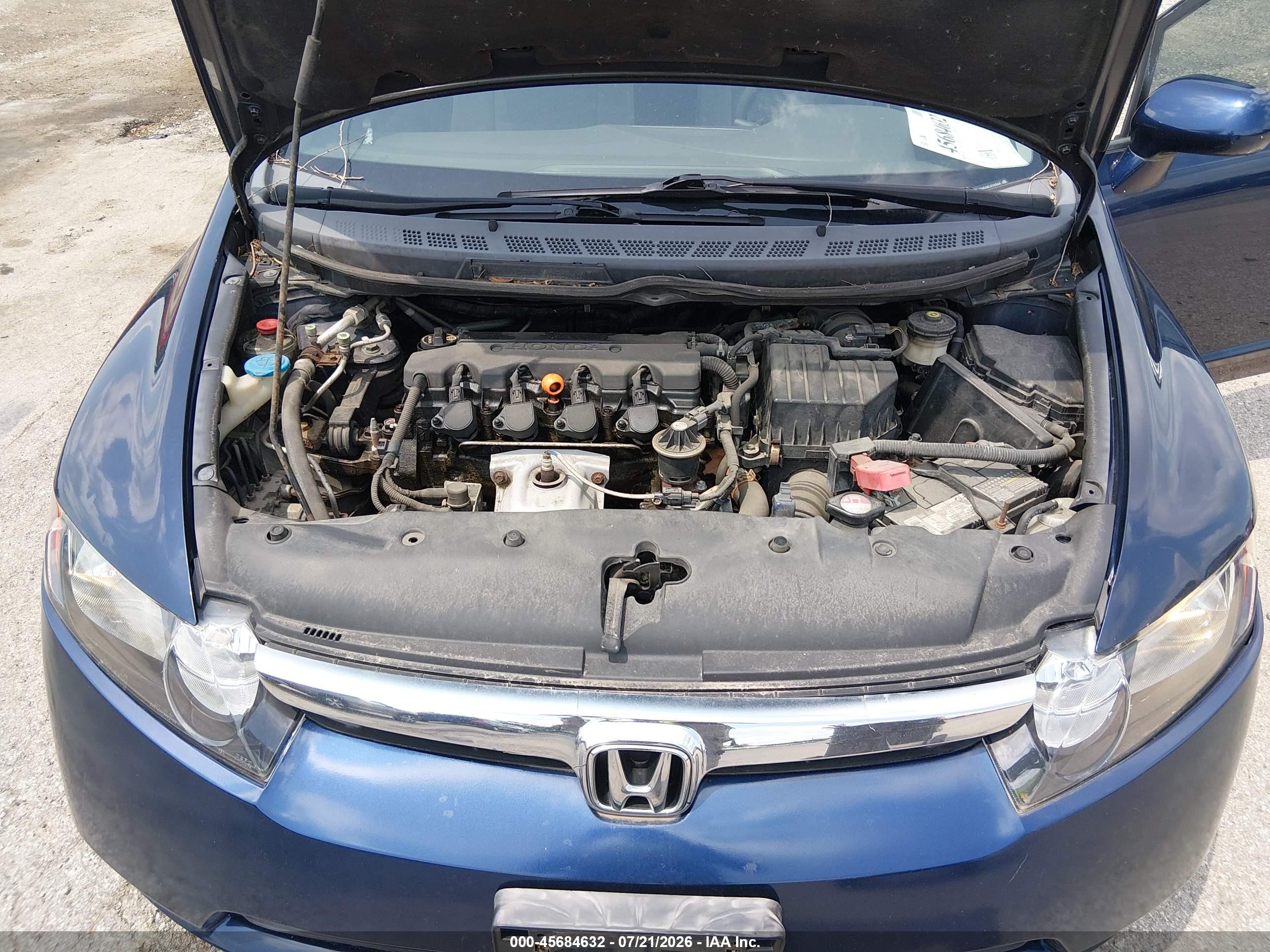 2008 Honda Civic Lx Blue vin: 1HGFA16548L035684