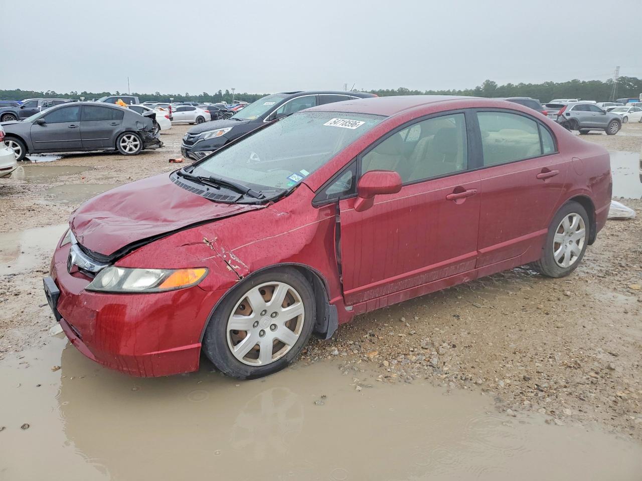 2007 Honda Civic Lx Red vin: 1HGFA16557L015524