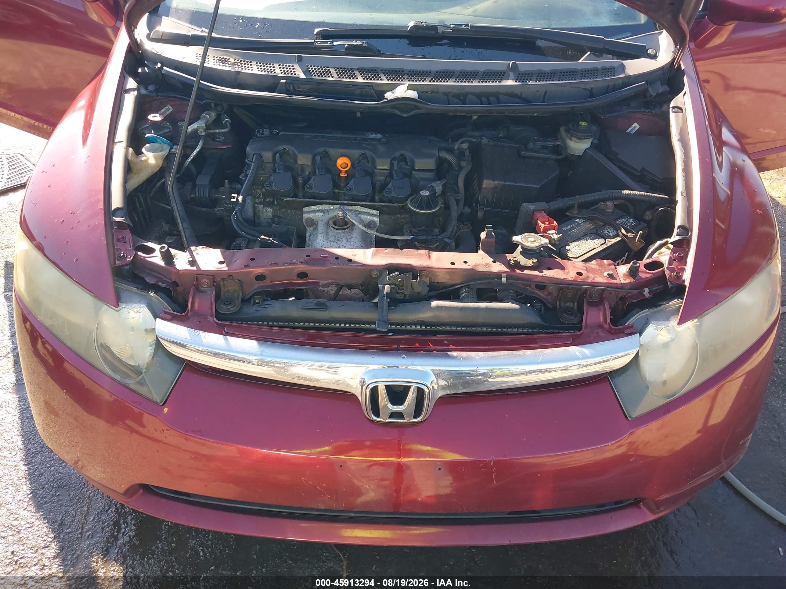 2007 Honda Civic Lx Red vin: 1HGFA16557L083421