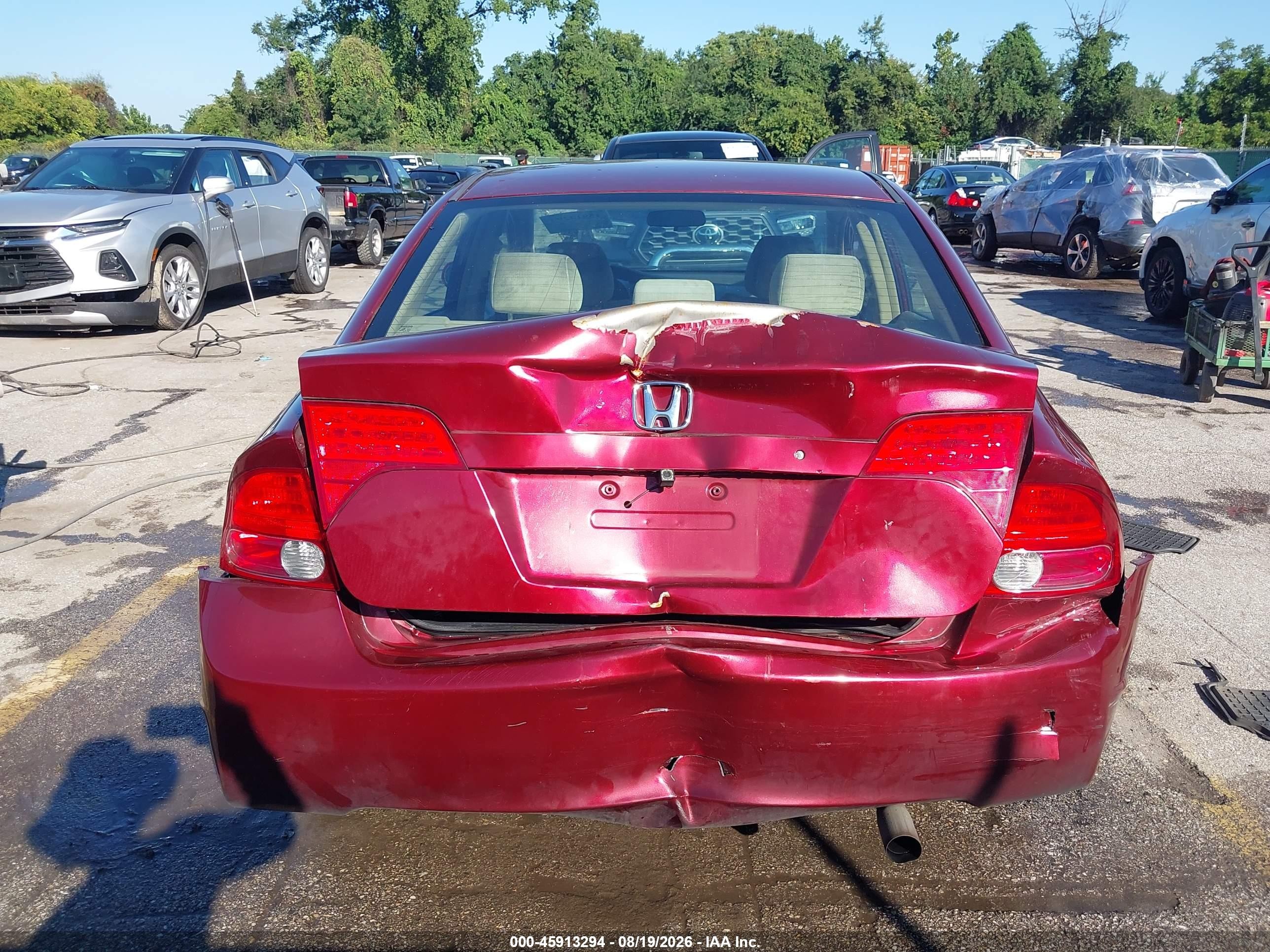 2007 Honda Civic Lx Red vin: 1HGFA16557L083421