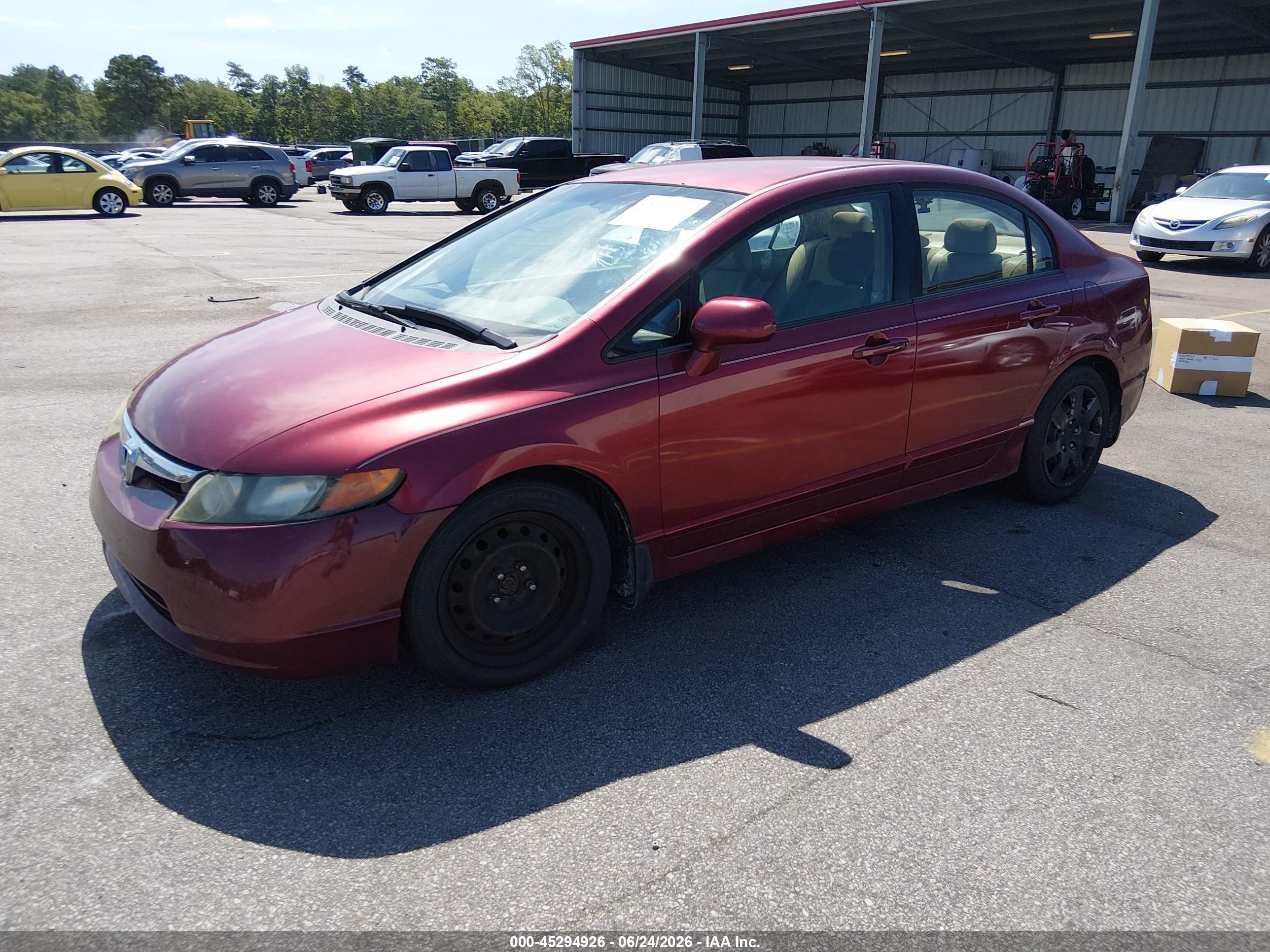 2007 Honda Civic Lx Burgundy vin: 1HGFA16557L083581