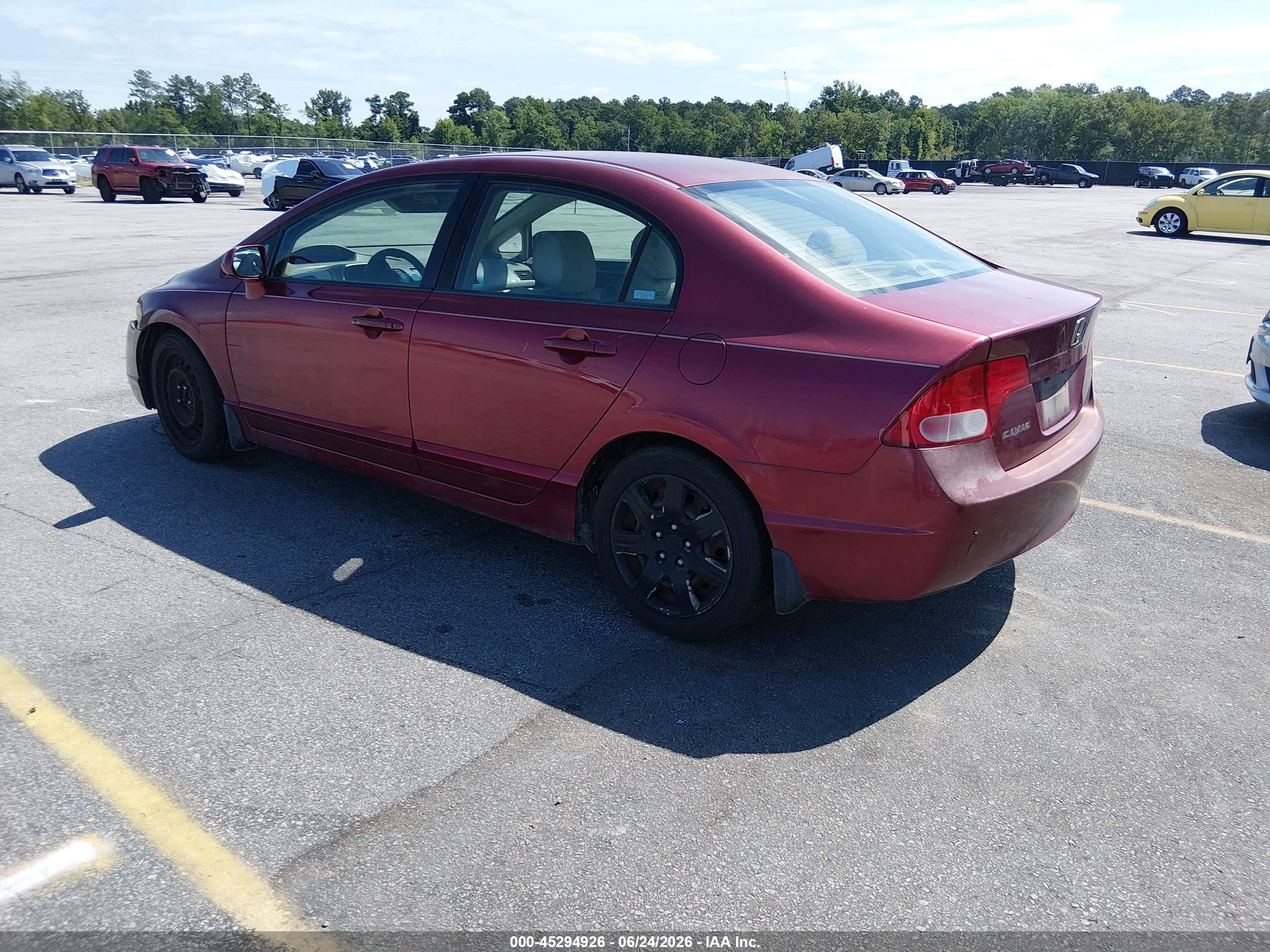 2007 Honda Civic Lx Burgundy vin: 1HGFA16557L083581