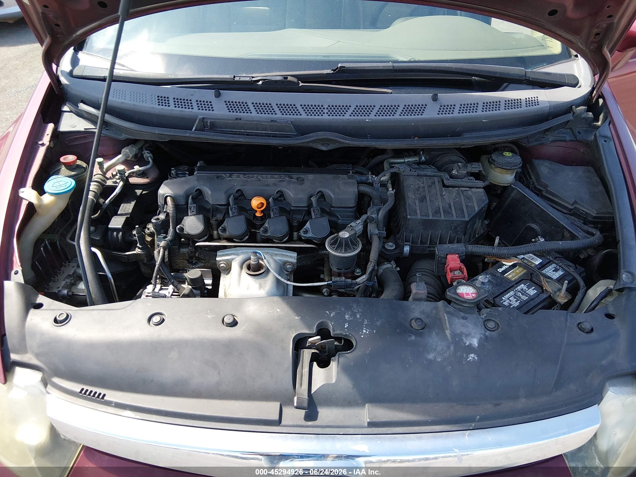 2007 Honda Civic Lx Burgundy vin: 1HGFA16557L083581