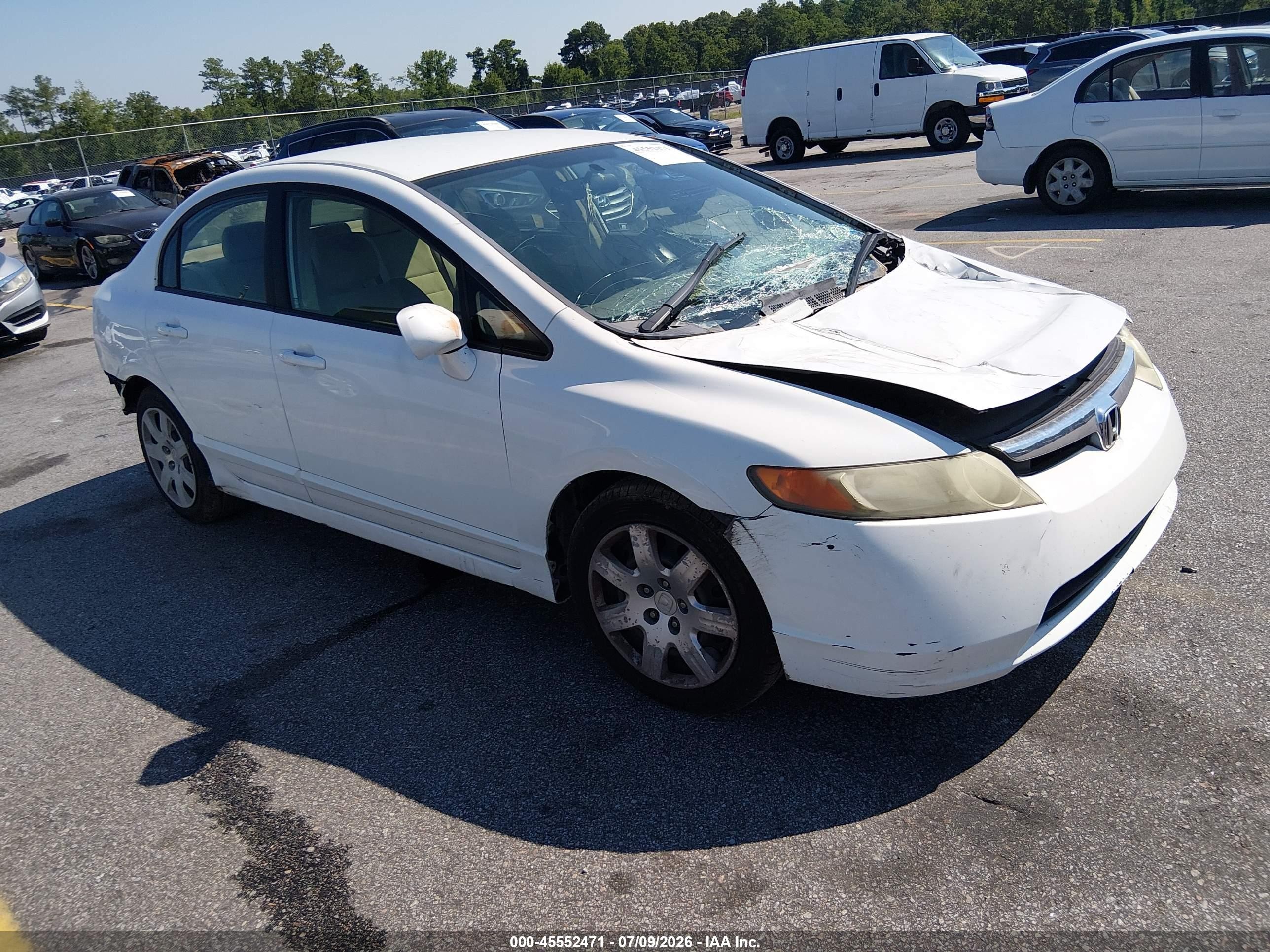 2007 Honda Civic Lx White vin: 1HGFA16557L086044