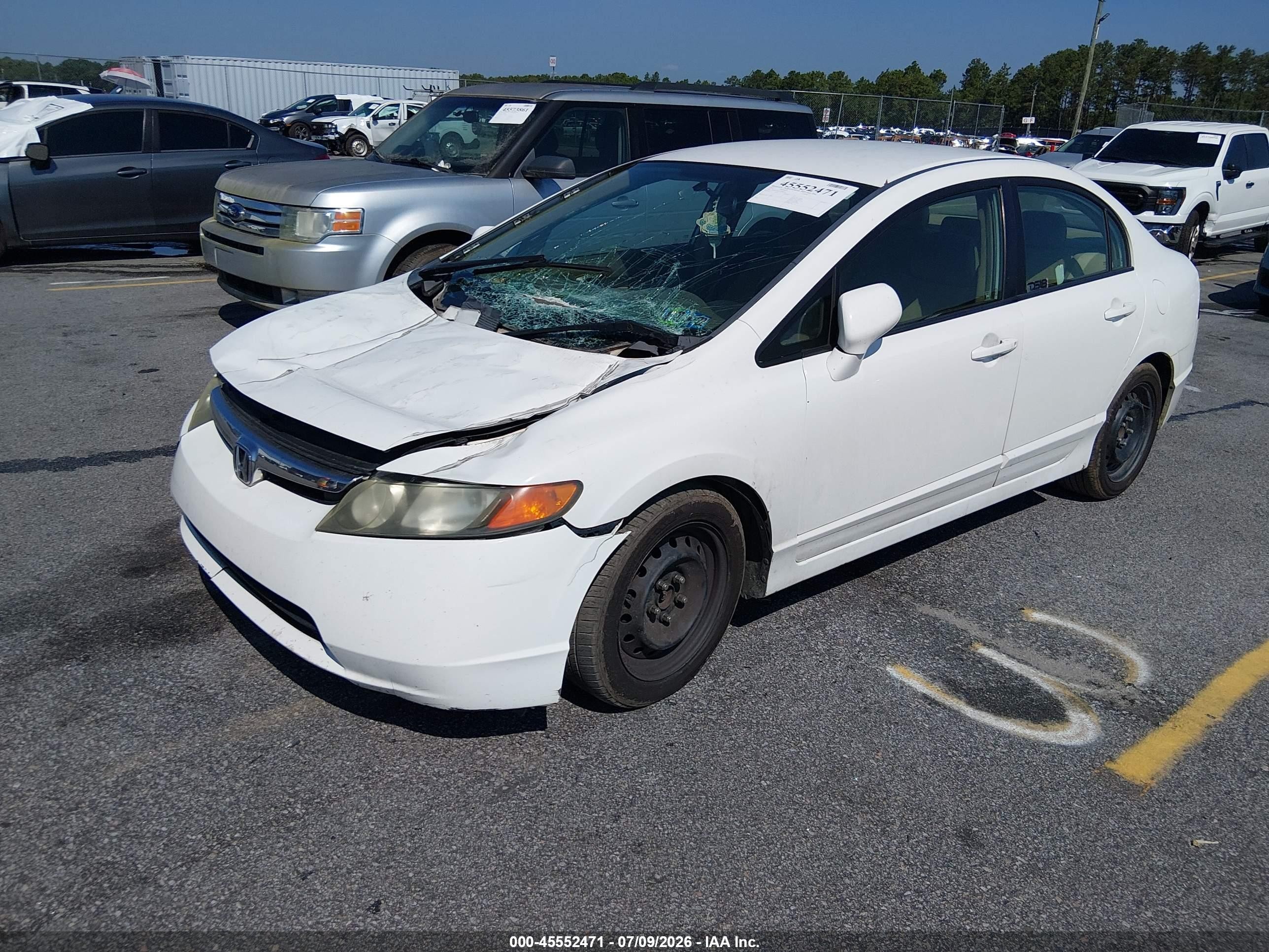 2007 Honda Civic Lx Белый vin: 1HGFA16557L086044