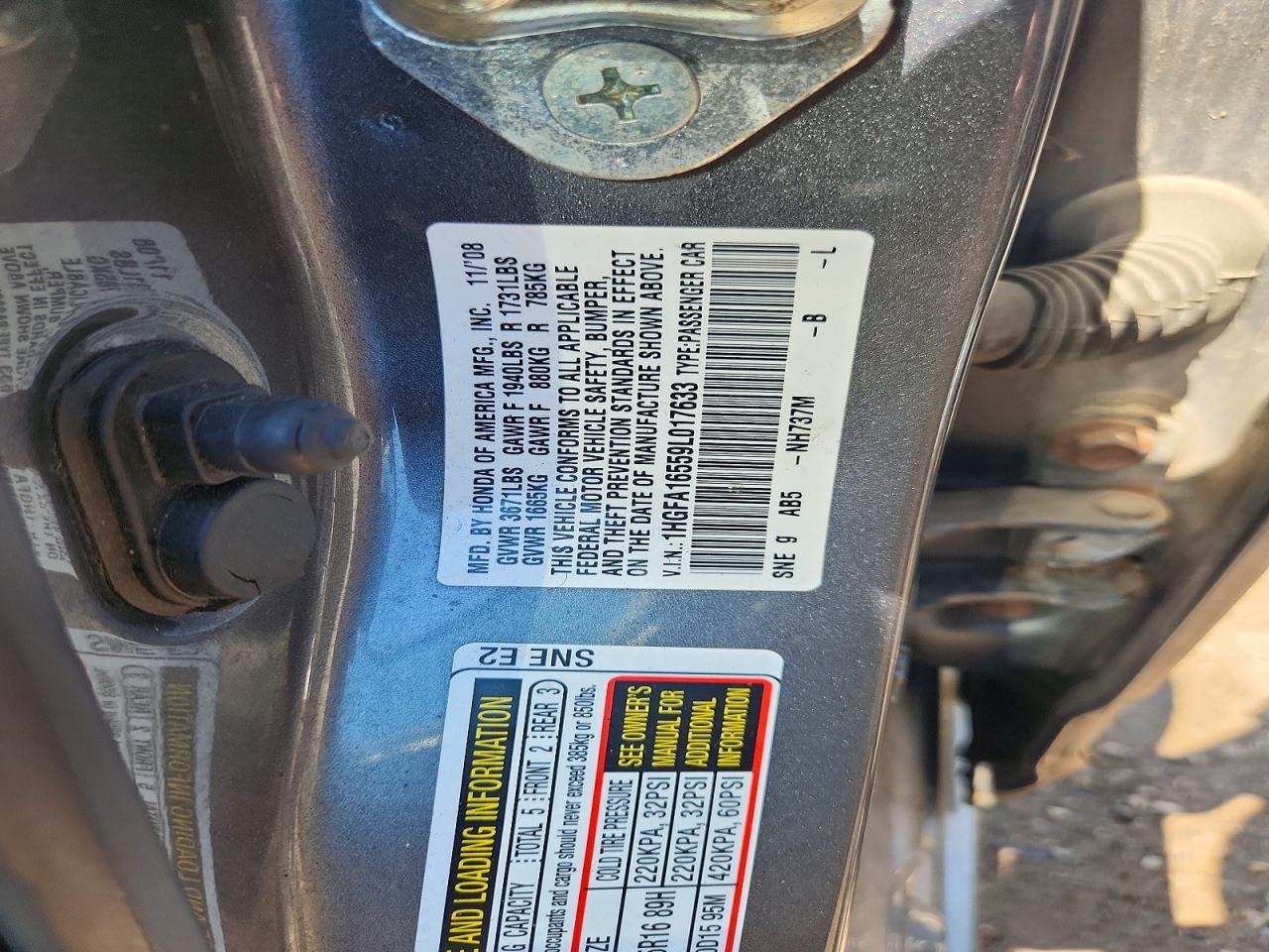 2009 Honda Civic Lx Silver vin: 1HGFA16559L017633