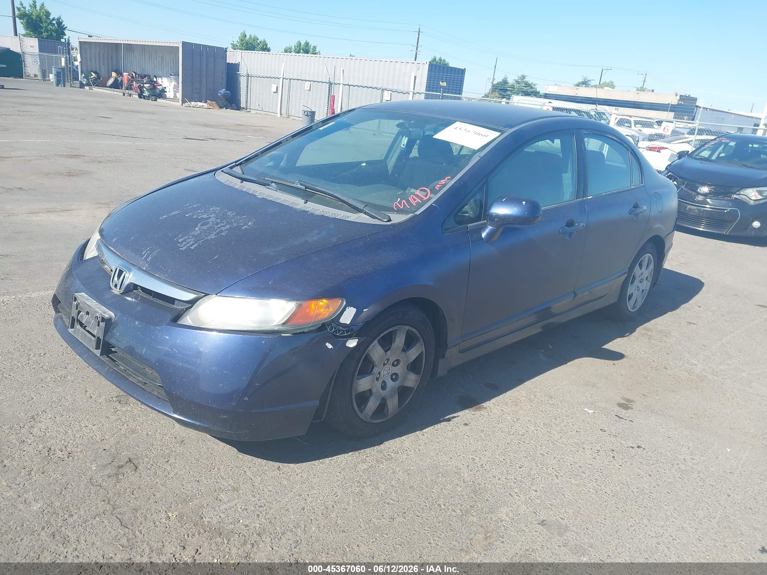 2007 Honda Civic Lx Blue vin: 1HGFA16567L111887