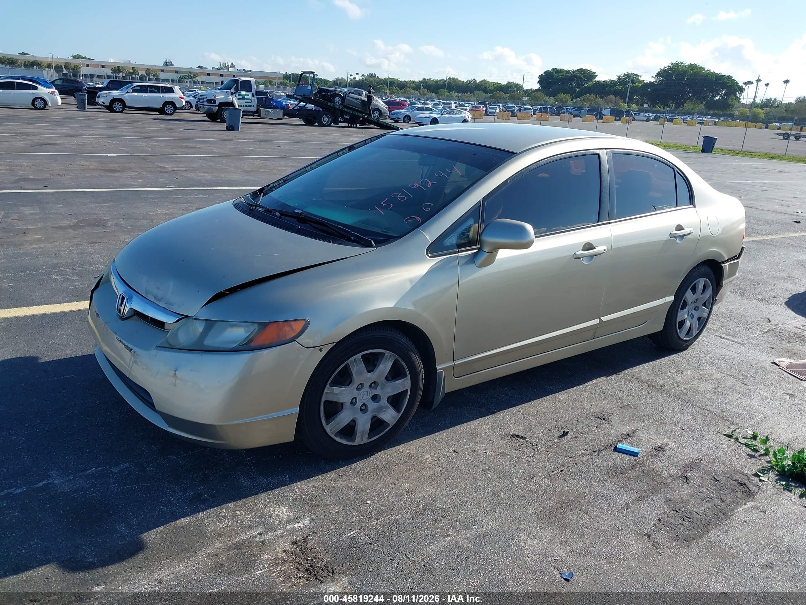 2008 Honda Civic Lx Cream vin: 1HGFA16568L000077