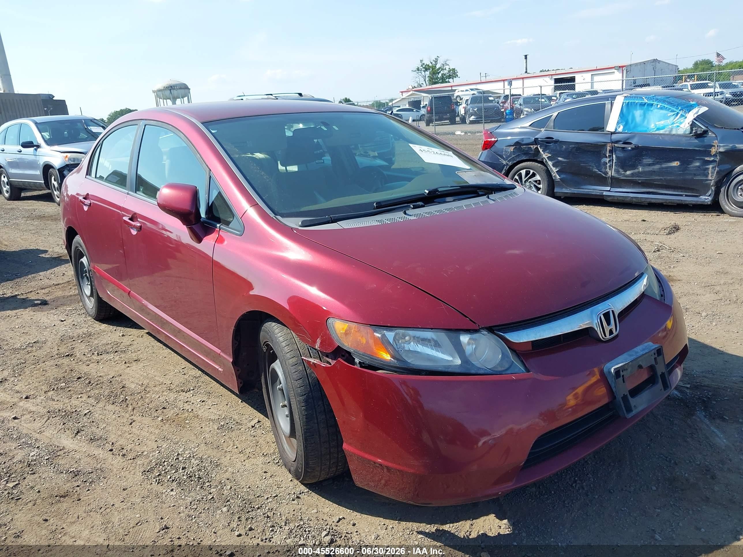2008 Honda Civic Lx Бордовый vin: 1HGFA16568L001651