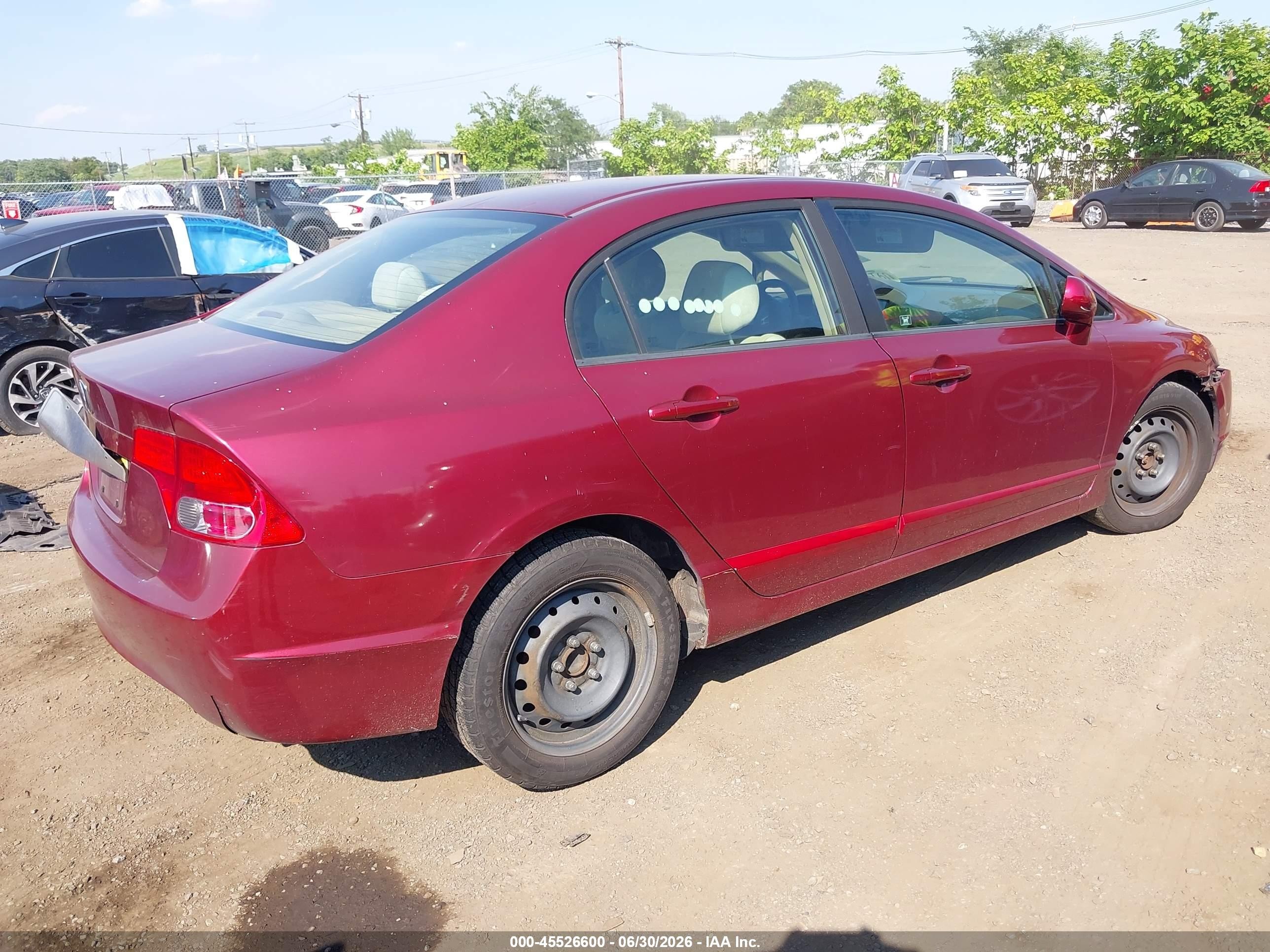2008 Honda Civic Lx Бордовый vin: 1HGFA16568L001651