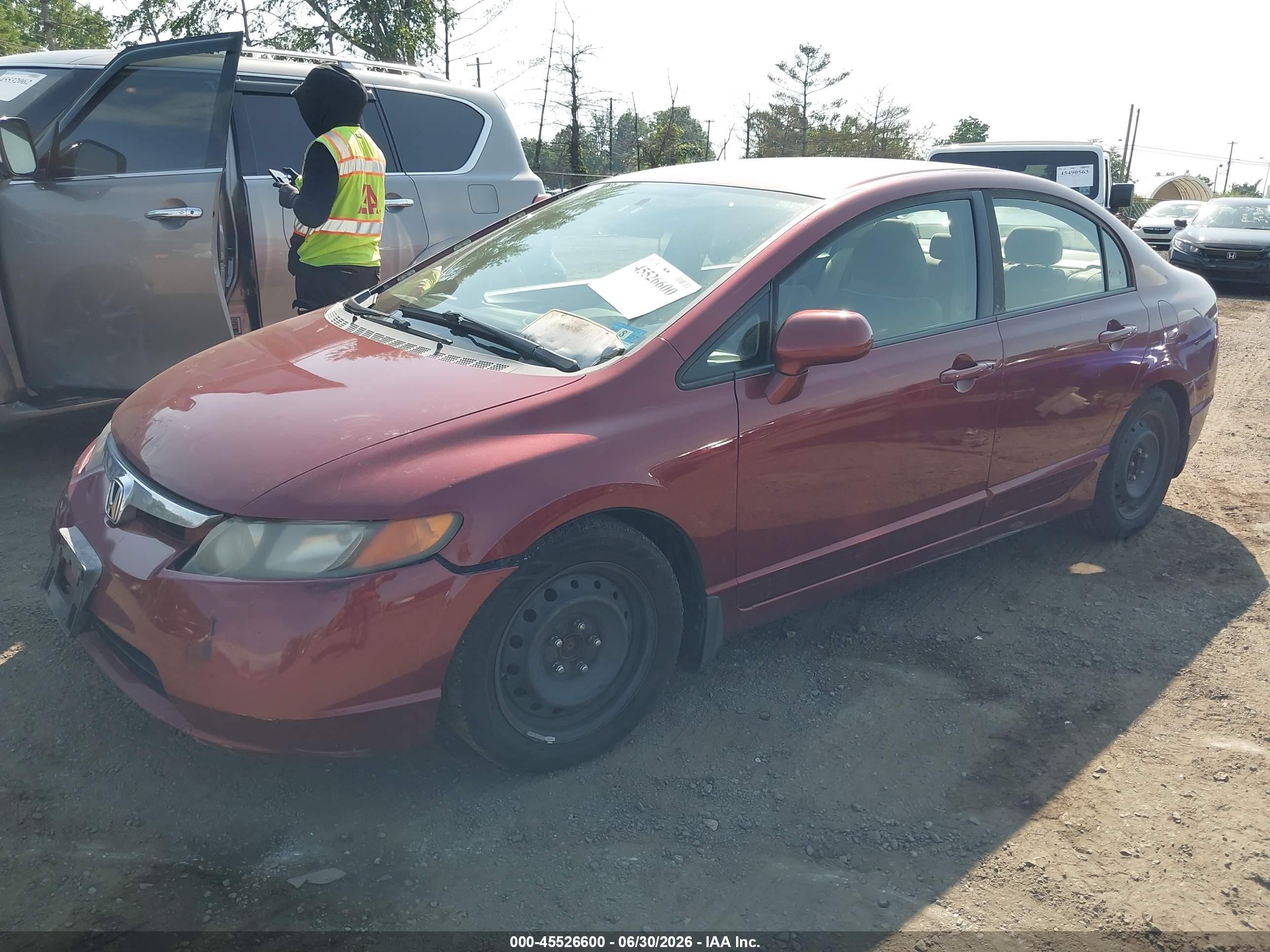 2008 Honda Civic Lx Бордовый vin: 1HGFA16568L001651
