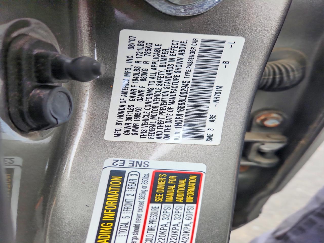2008 Honda Civic Lx Gray vin: 1HGFA16568L002945