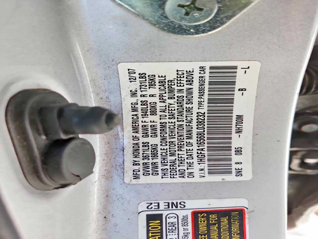 2008 Honda Civic Lx Silver vin: 1HGFA16568L038232