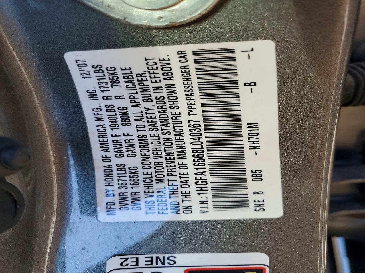 2008 Honda Civic Lx Gray vin: 1HGFA16568L040367
